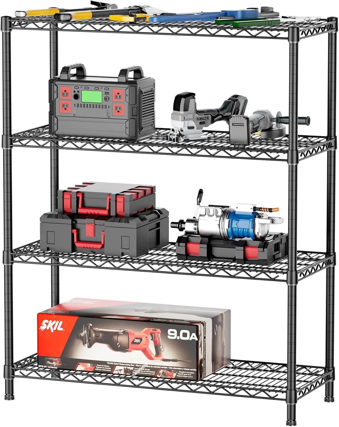 SINGAYE 4 Garage Heavy Duty Shelving Unit Kitchen Pantry Close Home Organizers and Storage Bathroom Shelf Laundry Room Organization Industrial Book Metal Wire Adjustable Shelves