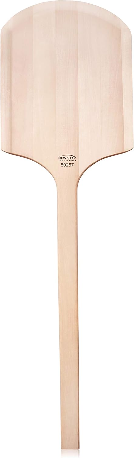 New Star Foodservice 50257 Restaurant-Grade Wooden Pizza Peel, 16" L x 12" W Plate, with 26" L Wooden Handle, 42" Overall Length
