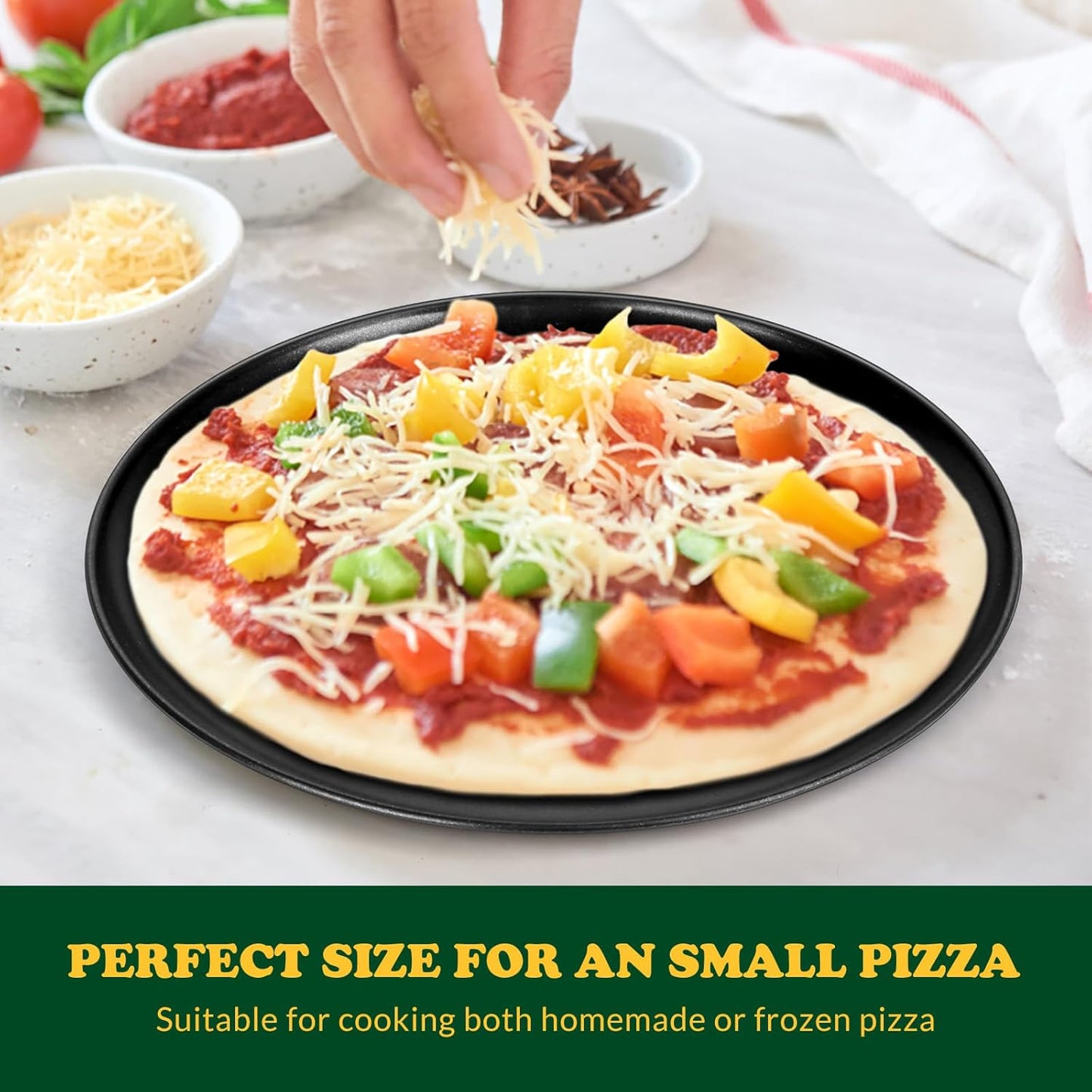 E-far 10 Inch Pizza Pan Set of 2, Nonstick Pizza Pie Pan Tray Platter, Metal Round Baking Sheet Cooking Pan for Oven, Durable & Stainless Steel Core