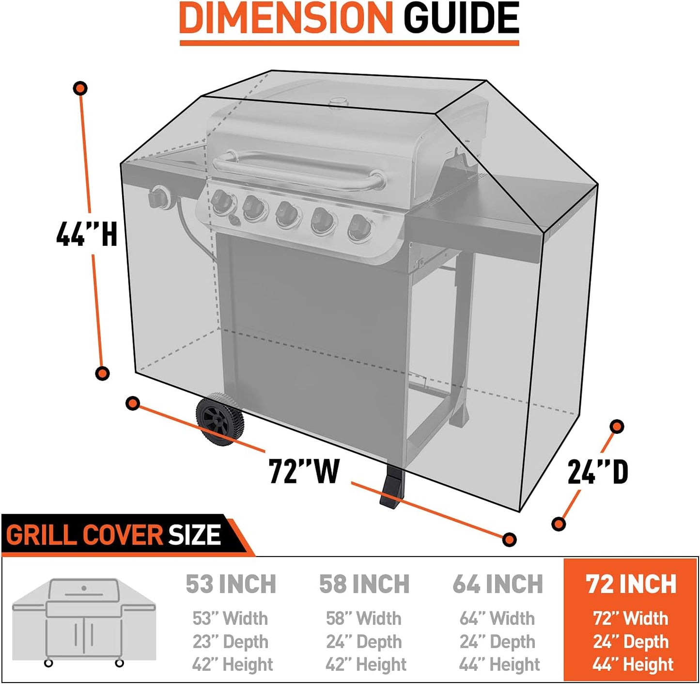 72 Inch Grill Cover, Waterproof Large BBQ Gas Grill Cover Compatible with Weber, Durable and Rip Resistant, Fits for Charbroil Nexgrill Napoleon