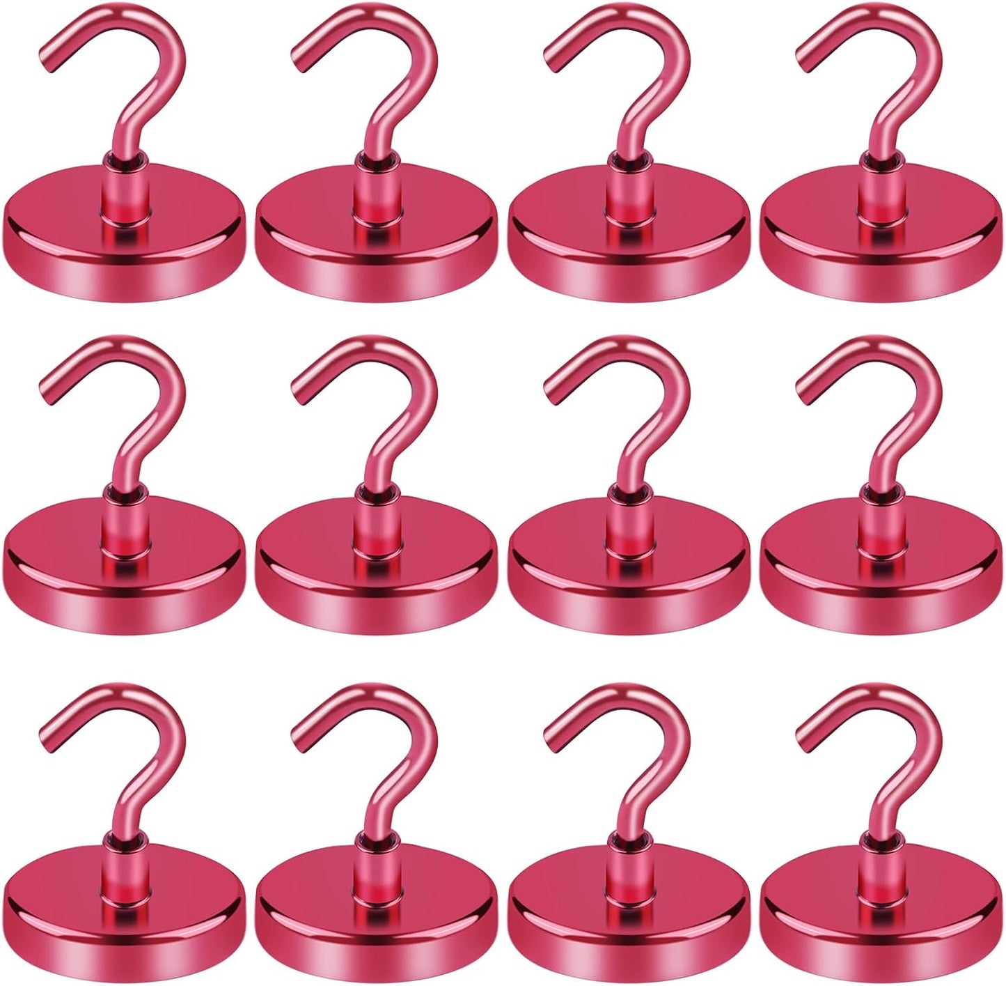 LOVIMAG Red Magnetic Hooks for Cruise Cabins, Cruise Essentials Must Haves, Cruise Magnets, Magnetic Key Holder, Strong Magnetic Hooks for Hanging, Fridge, Grill -12 Pack
