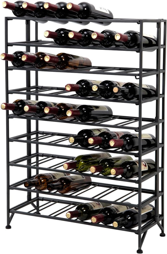 MyGift Gray Metal Wine Rack Freestanding Floor Stand, 9 Tier Wine Bottle Shelf - Holds up to 54 Bottles