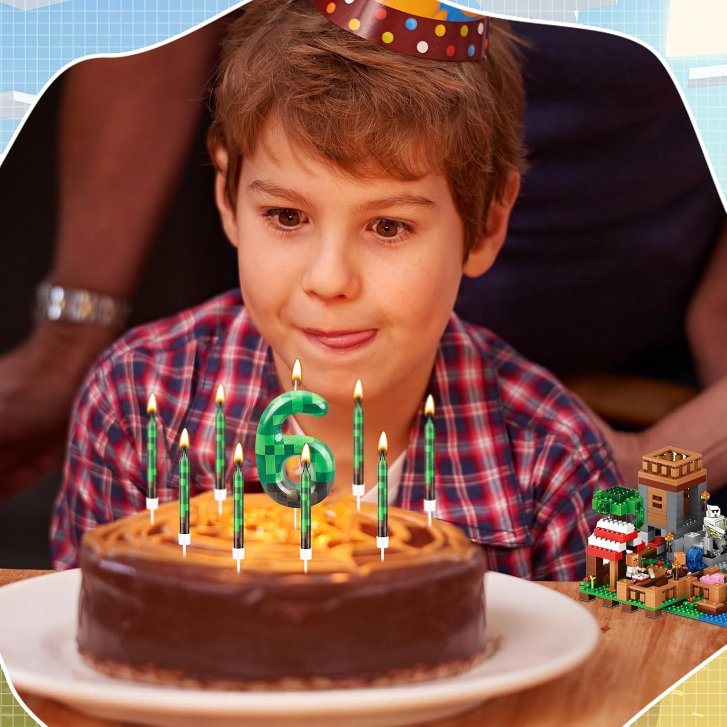 13 Pcs Dynamite Candles 12 TNT Themed Birthday Cake Candles and Number 6 Candle Cake Topper for Pixel Theme Birthday Party Anniversary Party Dynamite Theme Party Video Game Party Supplies (Number 6)