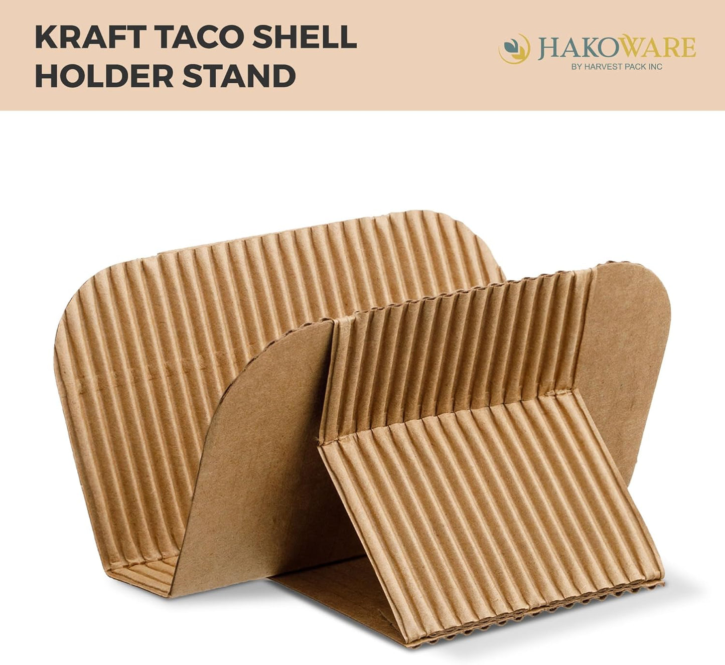 [200 COUNT]Harvest Pack Disposable Kraft Taco Holder Stand Tray, Taco Plates Serving Rack for Taco Shells Tortillas Hot Dogs Waffle Shawarmas Gyros Pita Bread Pocket Wraps, Taco Party Taco Tuesday