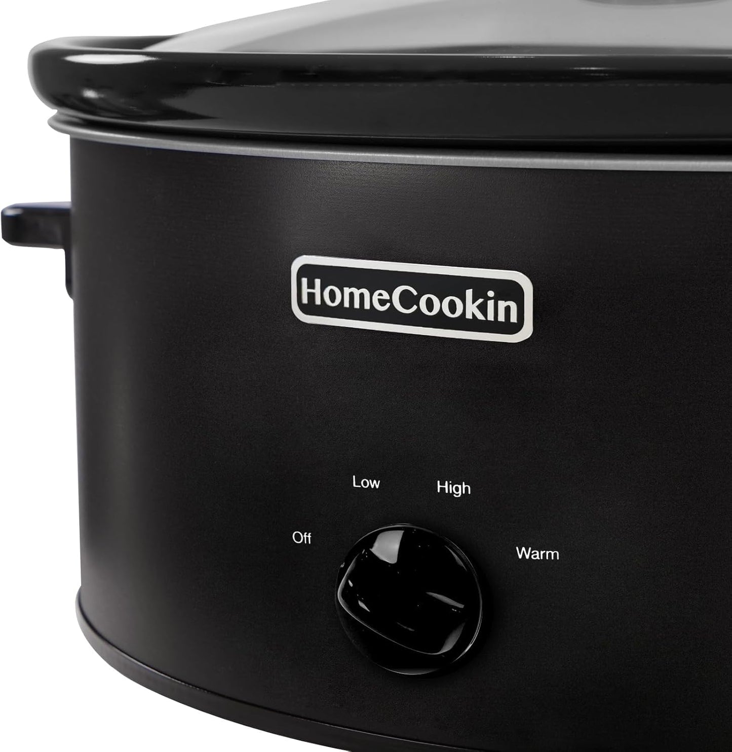 HOMECOOKIN 7 Quart Slow Cooker Oval Manual Pot Food Warmer with 3 Cooking Settings, Black Stainless Steel