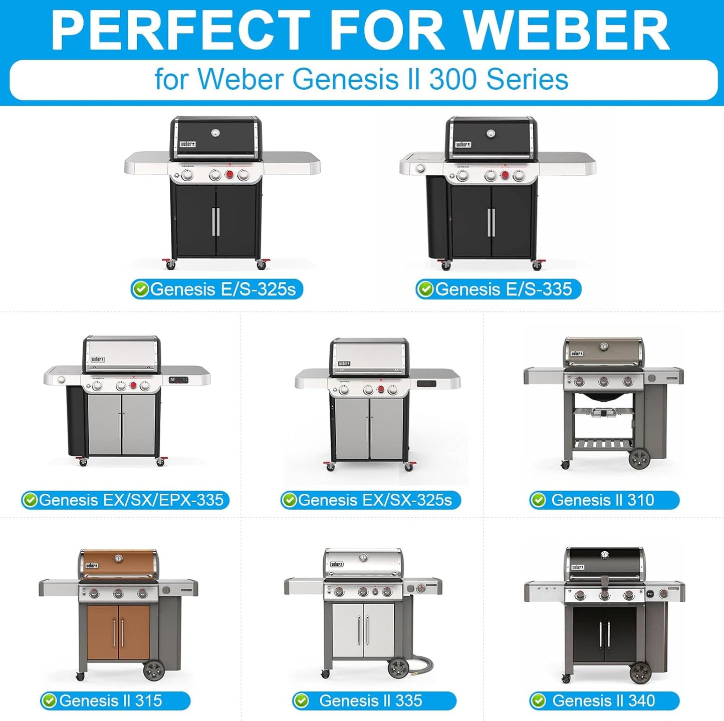 6788 Full-Size Griddle Inserts for Weber GS4 Genesis II 300 & Genesis II LX 300 SER Flat Top Grill Griddle with Handles for Weber Genesis II E310 E330 S315 EX315 SX335 EX335 Series Gas Grills