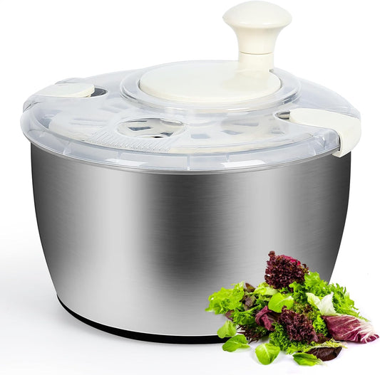 5Qt Stainless steel Salad Spinner, lettuce spinners,salad spinner BPA-Free small,Vegetable Dryer,Vegetable Washer,colander for kitchen,salad dryer spinner,fruit cleaner spinner