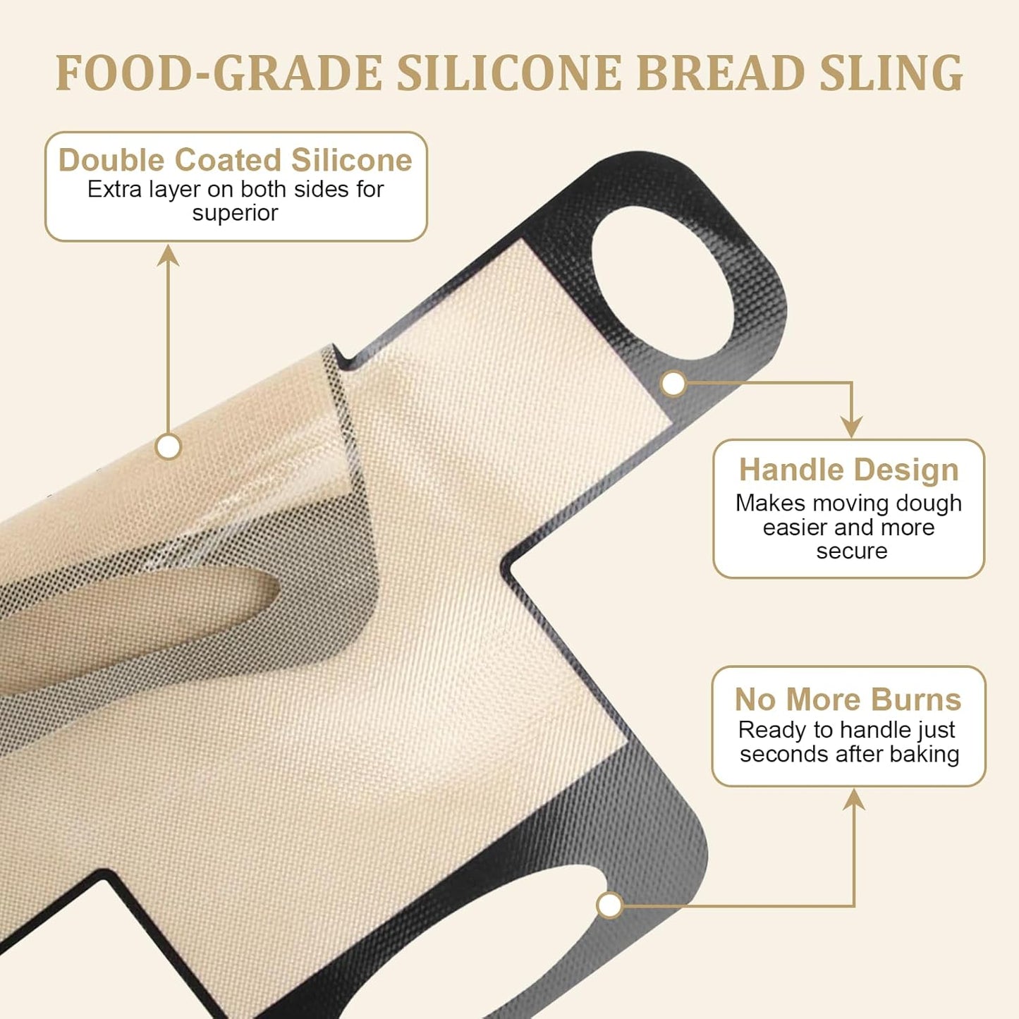 2 Pack Silicone Bread Sling with Handles – Non-Stick Baking Mat Fits 9x5" or 1.5LB Loaf Pans | Reusable, Easy Clean | Perfect for Homemade Bread, Cake, Meatloaf | Bakers & Home Cooks,19"x15"