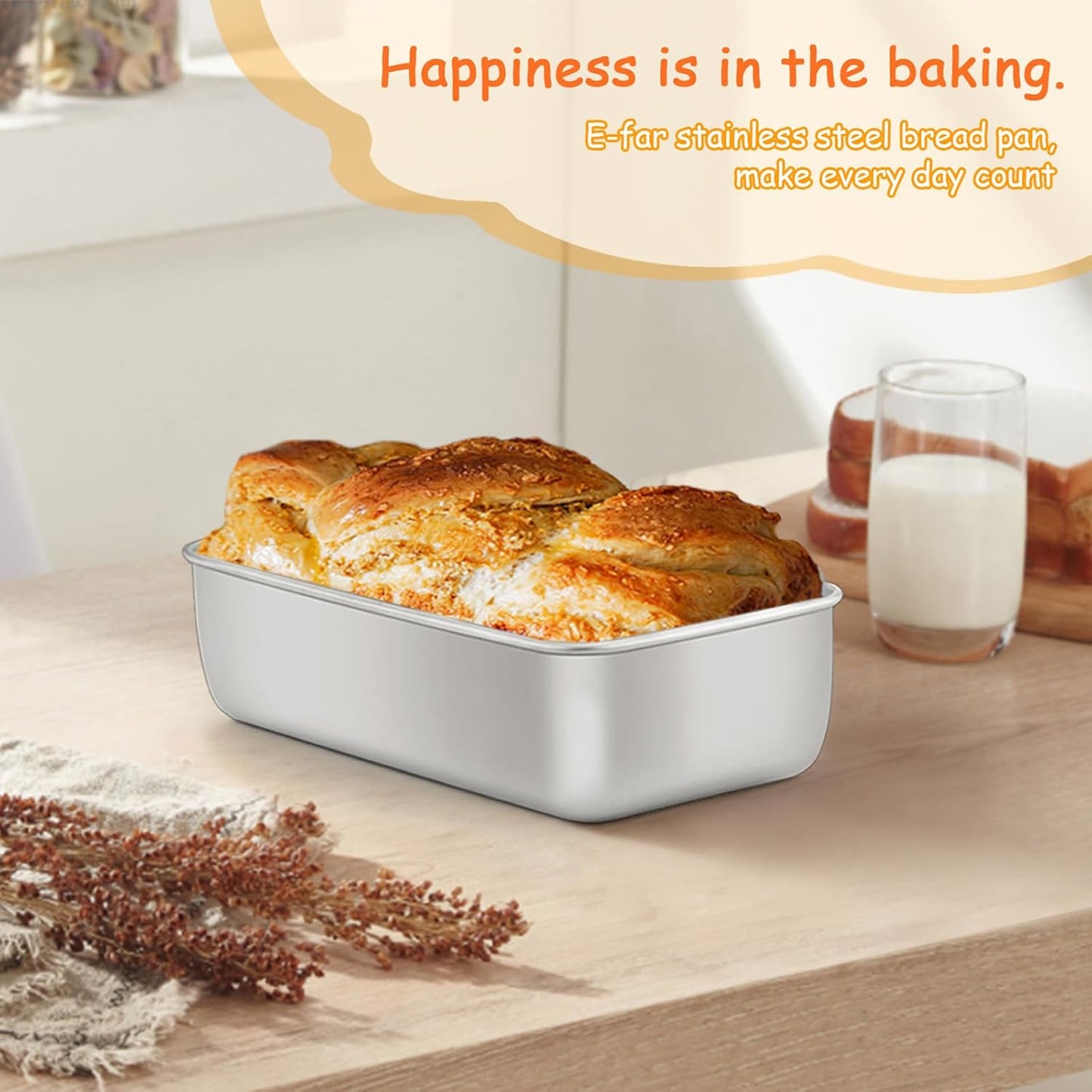 E-far Loaf Pans for Baking Bread 9x5, 12 Pack Stainless Steel Loaf Pan, Rectangle Metal Bakeware Mold for Homemade Banana Bread Meatloaf Brownies, Healthy & Non Toxic, Easy Release & Dishwasher Safe