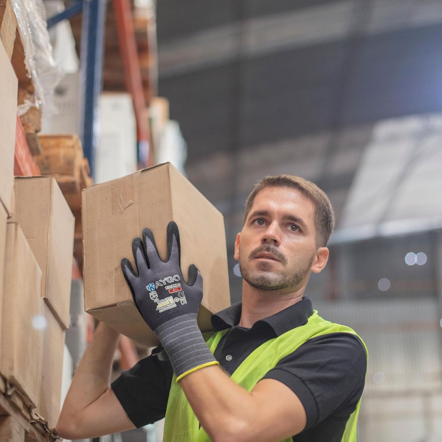 KAYGO Safety Work Gloves MicroFoam Nitrile Coated, 12 Pairs KG18NB,Seamless Knit Nylon Glove for Men and Women, Ideal for Automotive,Warehouse,Construction (2X-Large,Gray)