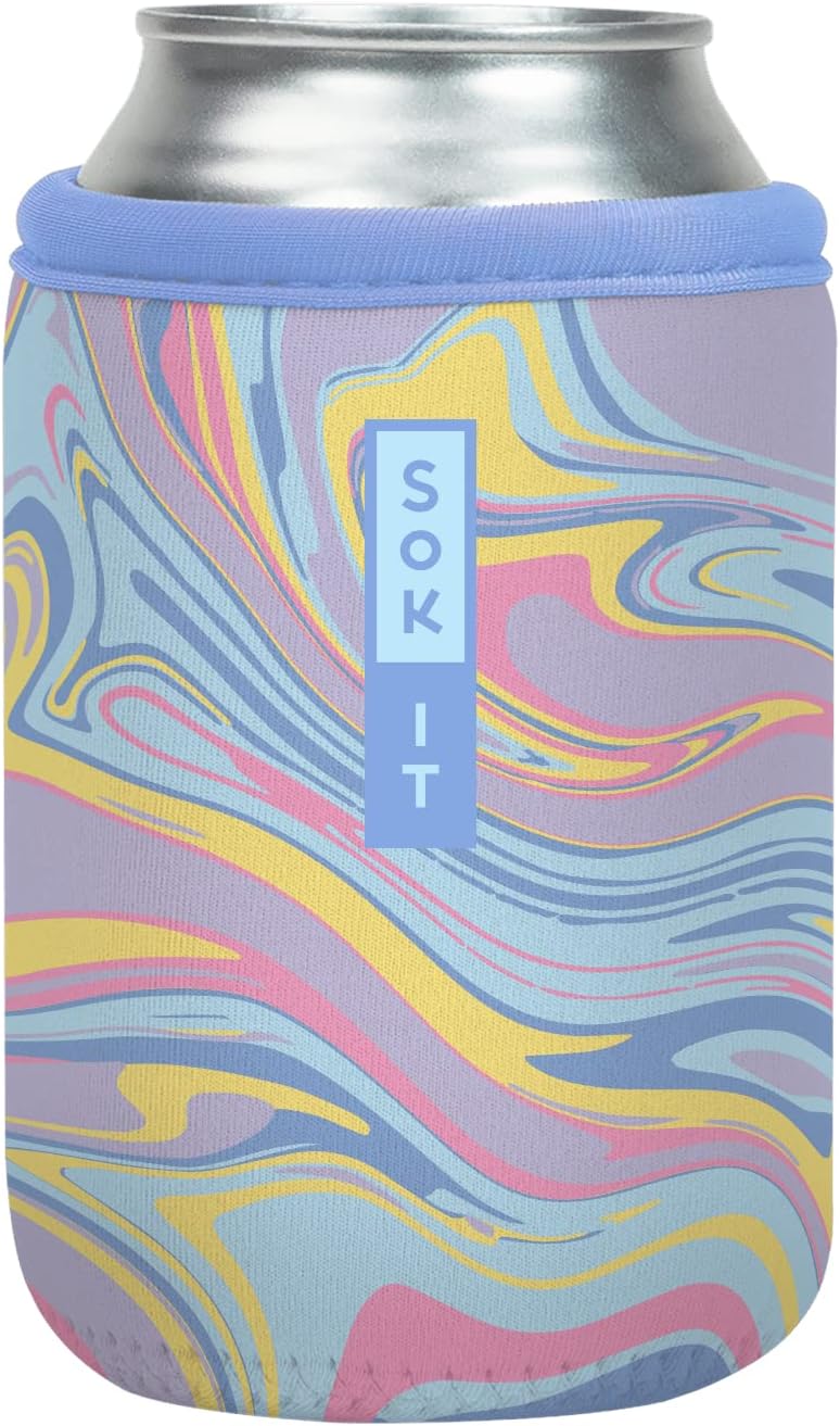 Sok It CanSok Sleeve for Beer & Soda Insulated Neoprene Cover (Psychedelic Swirl, 12oz Can Sleeve)