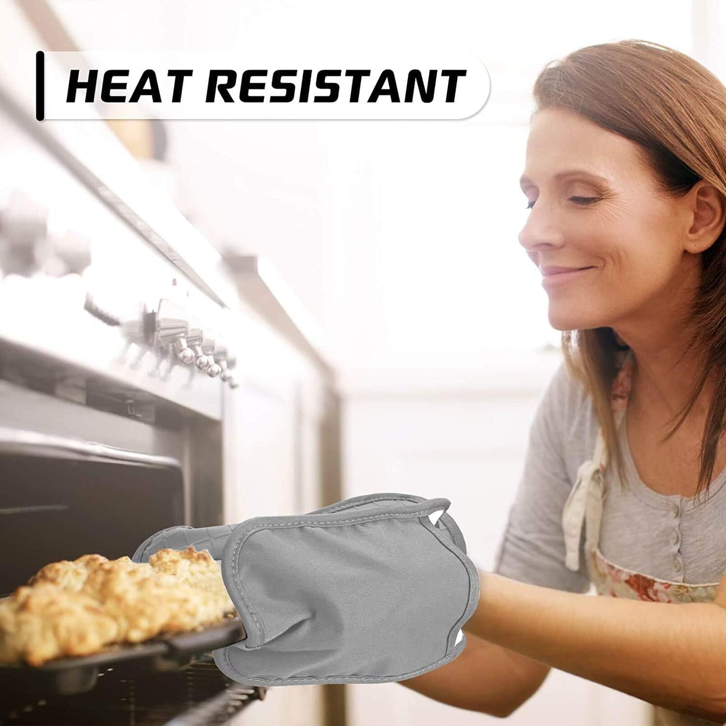 HOMWE Silicone Kitchen Pot Holders with Pockets, 2 Pc Set Trivets, Steam and Heat Resistant Hand and Countertop Protection Hot Pads, Non-Slip Grip, Terrycloth Interior Lining, Aqua Turquoise