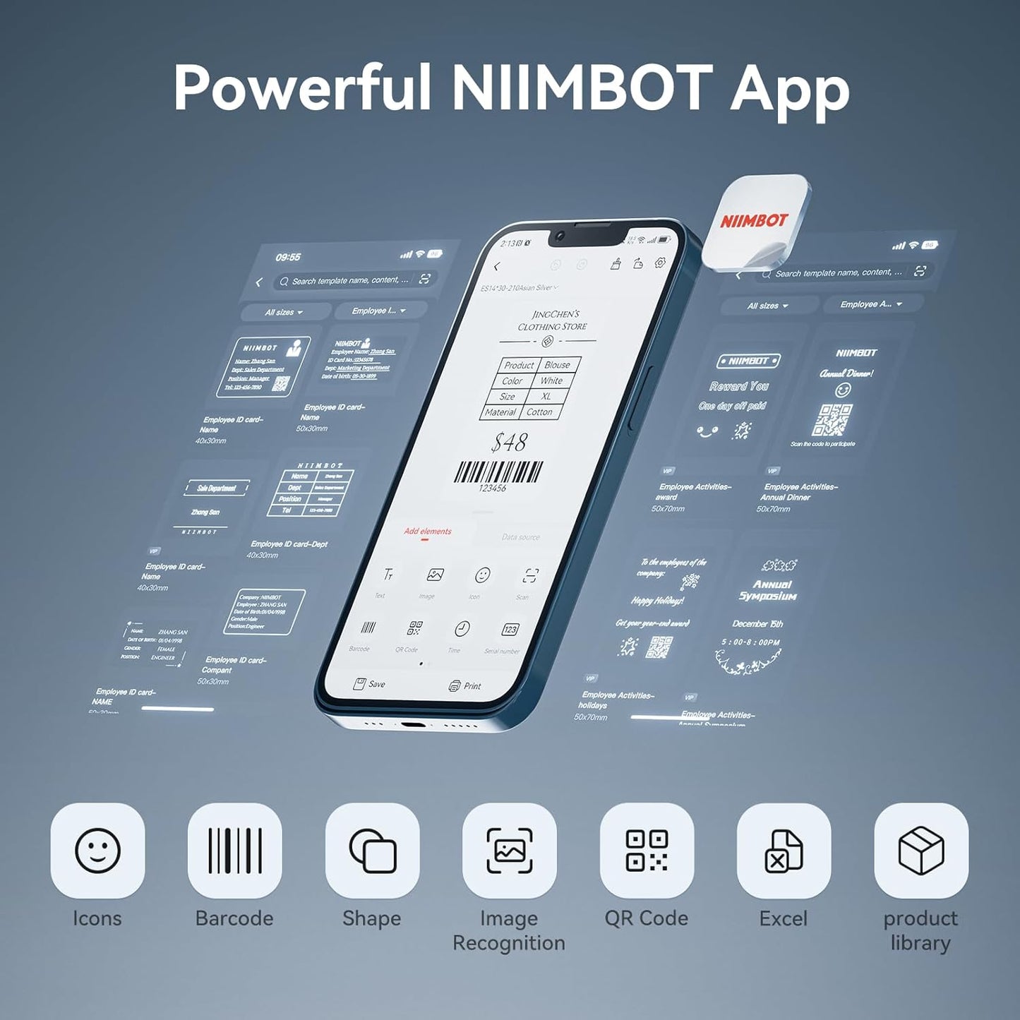 NIIMBOT K3 Label Printer, 3 Inch Desktop Label Maker with High-Speed, Bluetooth and USB Connection, Support Smartphone & PC, Thermal Label Maker for Small Business and Home Office