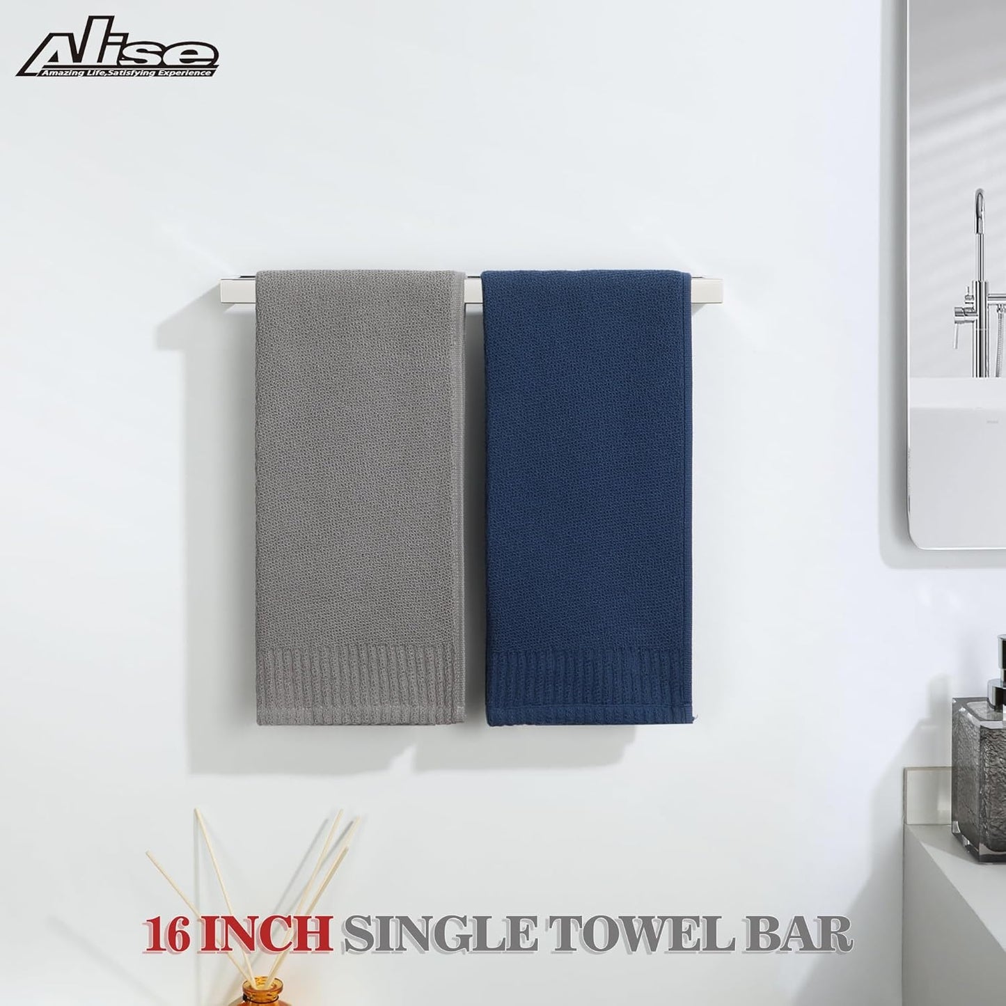 Alise Bath Towel Bar,Wall Mount Towel Holder Towel Rack Towel Hanger for Bathroom Lavatory,16 Inch SUS304 Stainless Steel Towel Rail,Polished Chrome GJF040-C