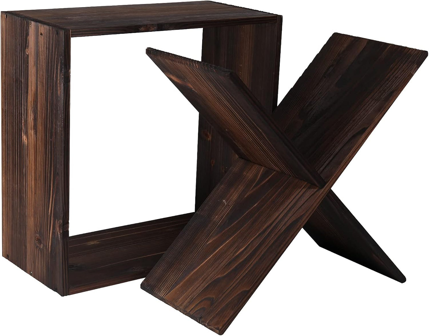 Wine Rack Cabinet countertop Wooden Stackable Storage Retro Cube 24 Bottles freestanding Floor Wine Holder Stand (Black)