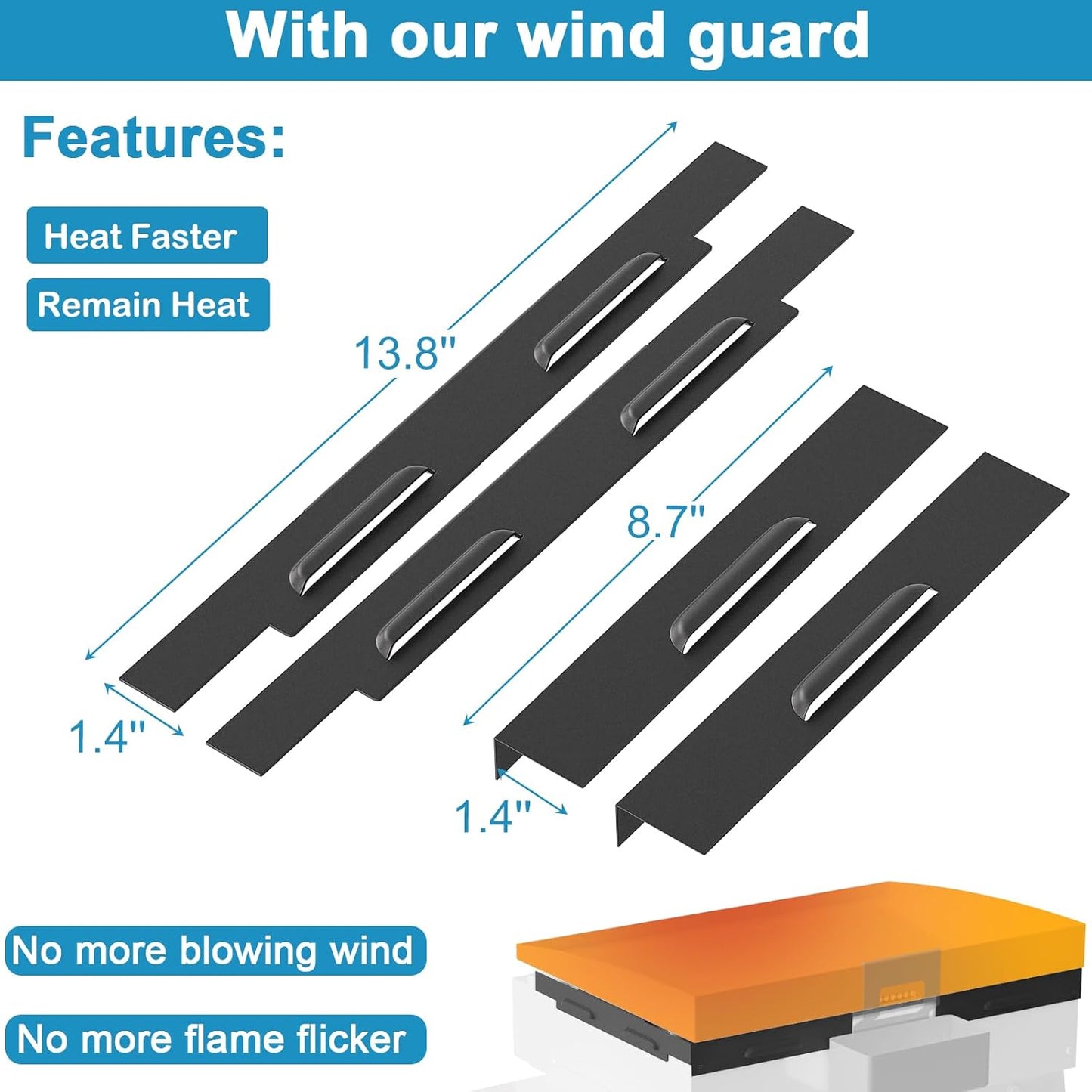 5011 Hard Cover Top Lid with Stainless Steel Handles and Wind Guard for Blackstone 22” Table Top Grill, Flat Top Griddle Accessories for Black Stone, Black