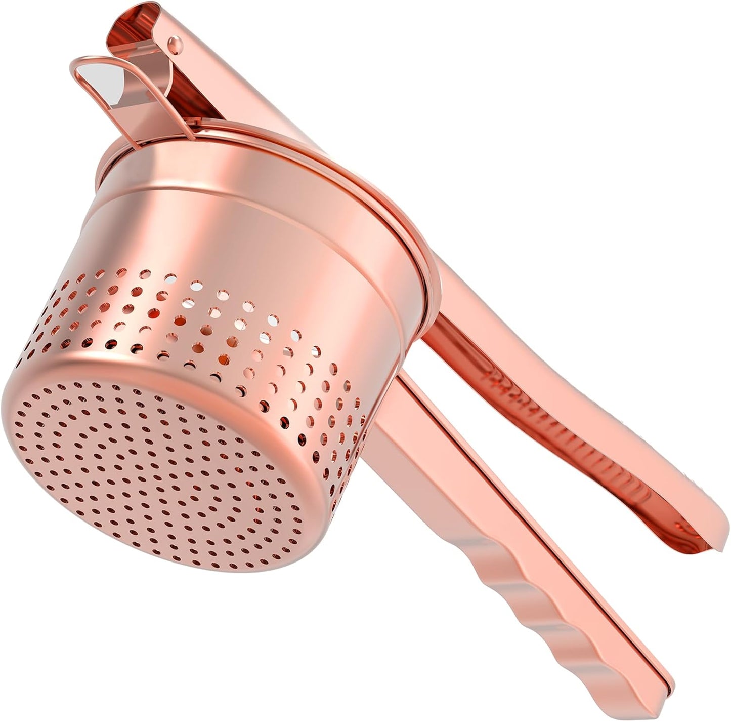 Large 15oz Potato Ricer Masher, Heavy Duty Stainless Steel Potato Masher with Ergonomic Handle, Masher and Ricer Kitchen Tool for Mashed Potatoes, Noodle Maker, Rose Gold