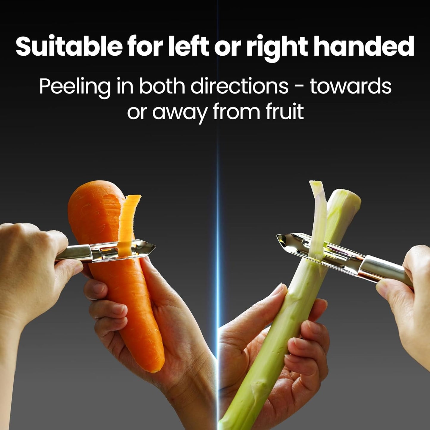 Stainless Steel Vegetable Peeler, Ultra Sharp Potato Peeler, Best for Peeling Veggie & Fruit, Seamless One-Piece Design, Peel Both Ways - Left & Right-Hand Friendly, Dishwasher Safe, 5-Year Warranty
