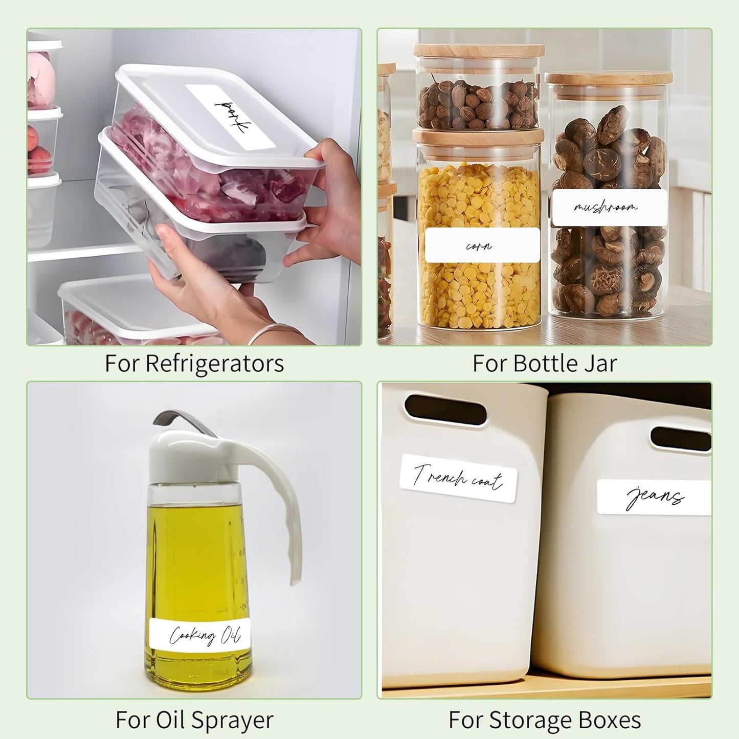 2000Pcs Removable Freezer Labels,1 x 3 Inch Blank Food Labels for Food Containers Jars Waterproof Oil Freezer Tape to Write On Easy Clean No Residue