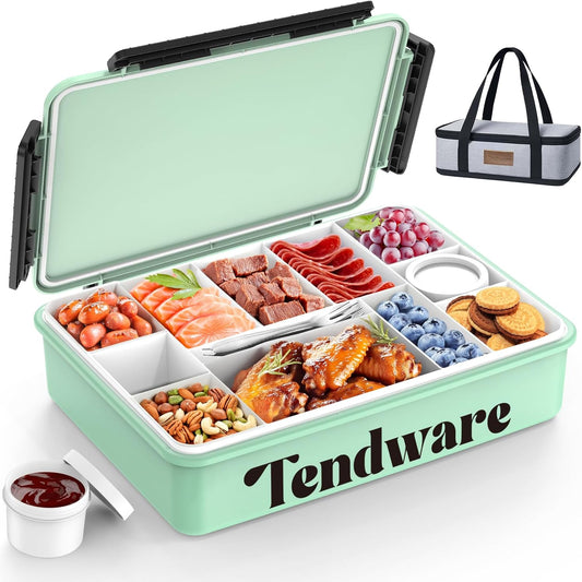 Chilled Portable Snackle Box Container with Reusable Ice Pack Bonus Insulated Bag 2Dip Container Divided Serving Tray Beach Essentials for Charcuterie Road Trip Picnic Family Party
