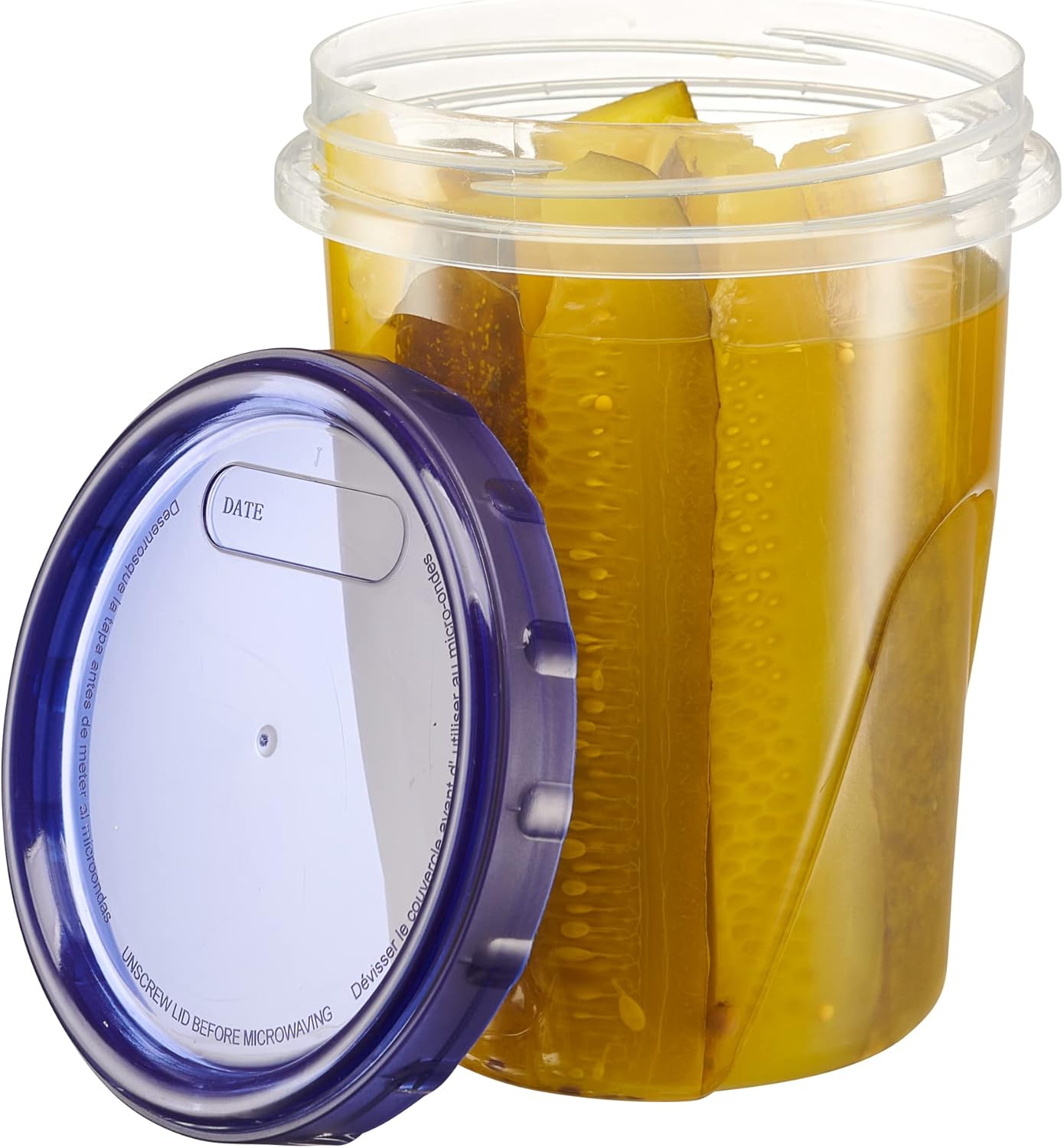 PLASTICPRO 12 Pack Twist Cap Food Storage Containers with Blue Screw on Lid- 32 oz Reusable Meal Prep Containers - Freezer and Microwave Safe Blue Plastic Food Storage