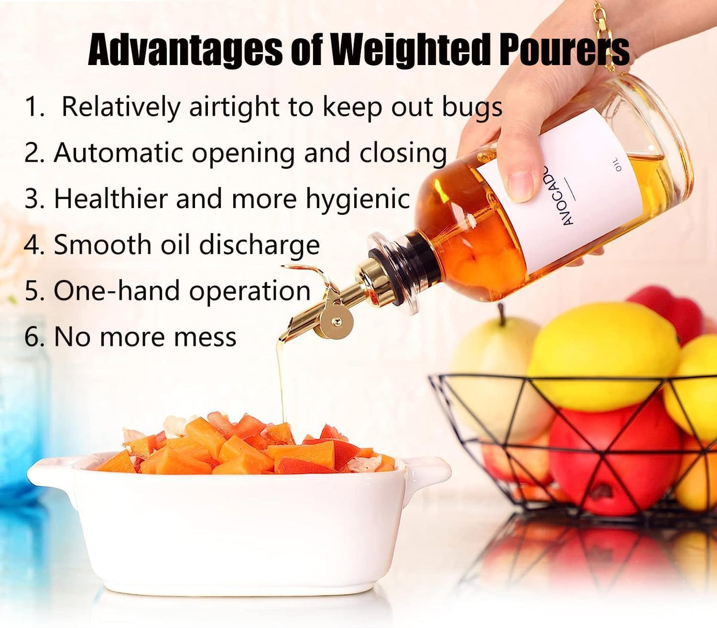 Pafusen 12 Pack Weighted Liquor Pour Spout, Auto Flip Olive Oil Dispenser Spout, Pour Spout for Liquor Bottles, Olive Oil Spout, Bottle Pourers for Alcohol Wine Syrup Home Bar Accessories Gold