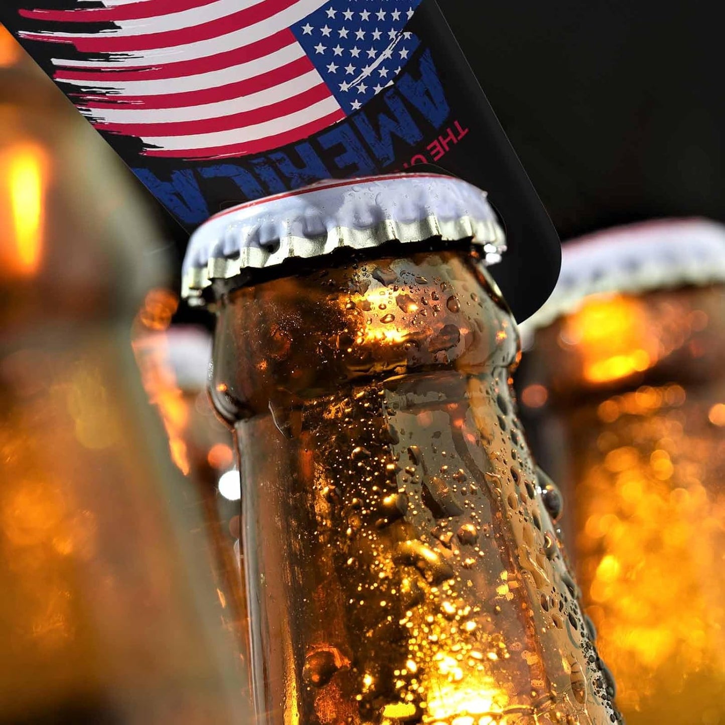 Flag Design Stainless Steel Bottle Opener The United States of America Love It or Leave It Love America Flat Beer Bottle Opener Keychain for Home Kitchen Bar Restaurant Party Birthday Gift