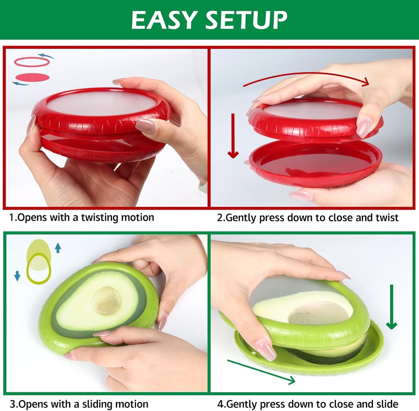 Avocado Saver and Onion Storage 4 Set - Reusable refrigerator fruit storage containers - is the storage Apples, Tomatoes, Tomato,Garlic for Ideal