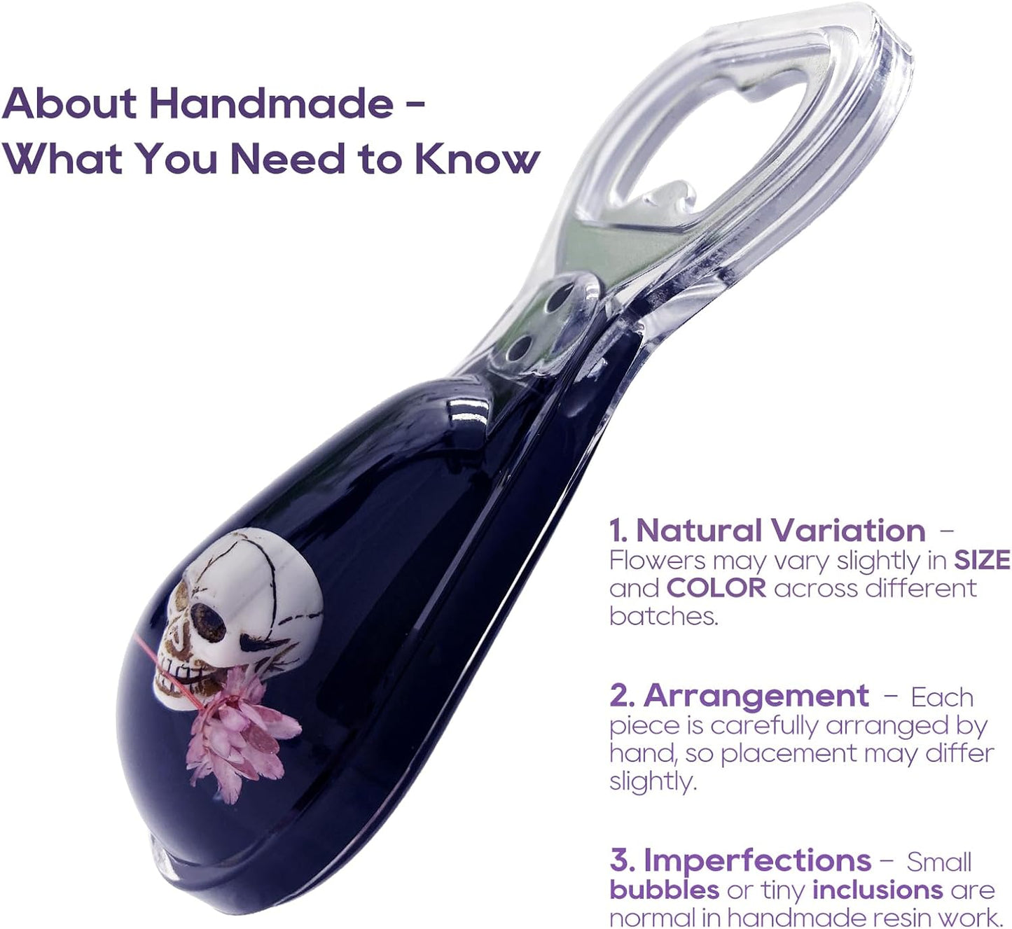 Halloween Ghost Skull Decor, Magnetic Bottle Opener, Original Design Skull Biting Flower in Black Resin – Strong Magnet for Fridge – Gothic Halloween Gifts - Black