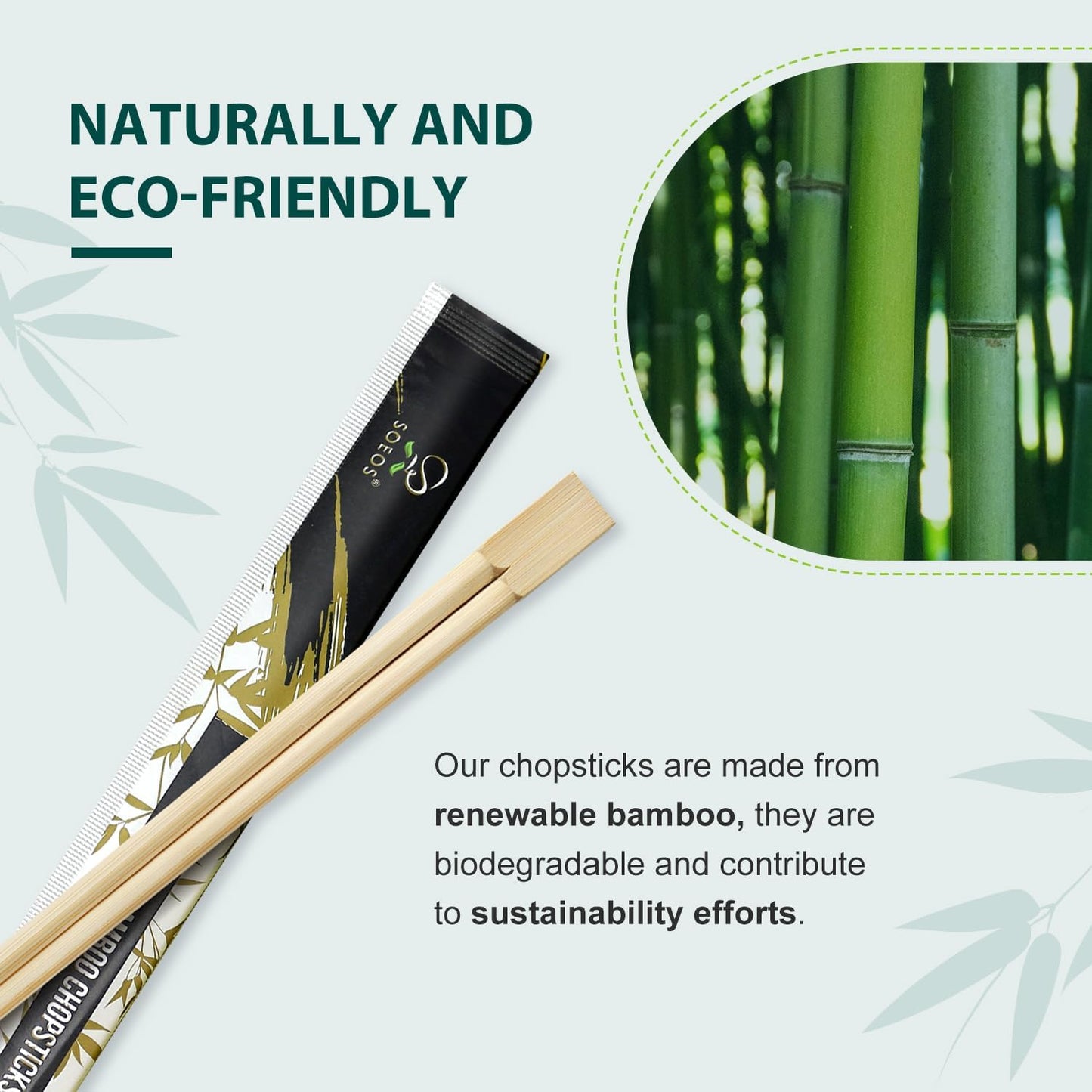 Soeos 100 Disposable Chopsticks Bulk - Natural Wooden Chopsticks & Bamboo Chopstick for Sushi, Takeout, Party - Splinter-Free, Individually Wrapped Single-Use Chopstick (Approx.100 Pairs)