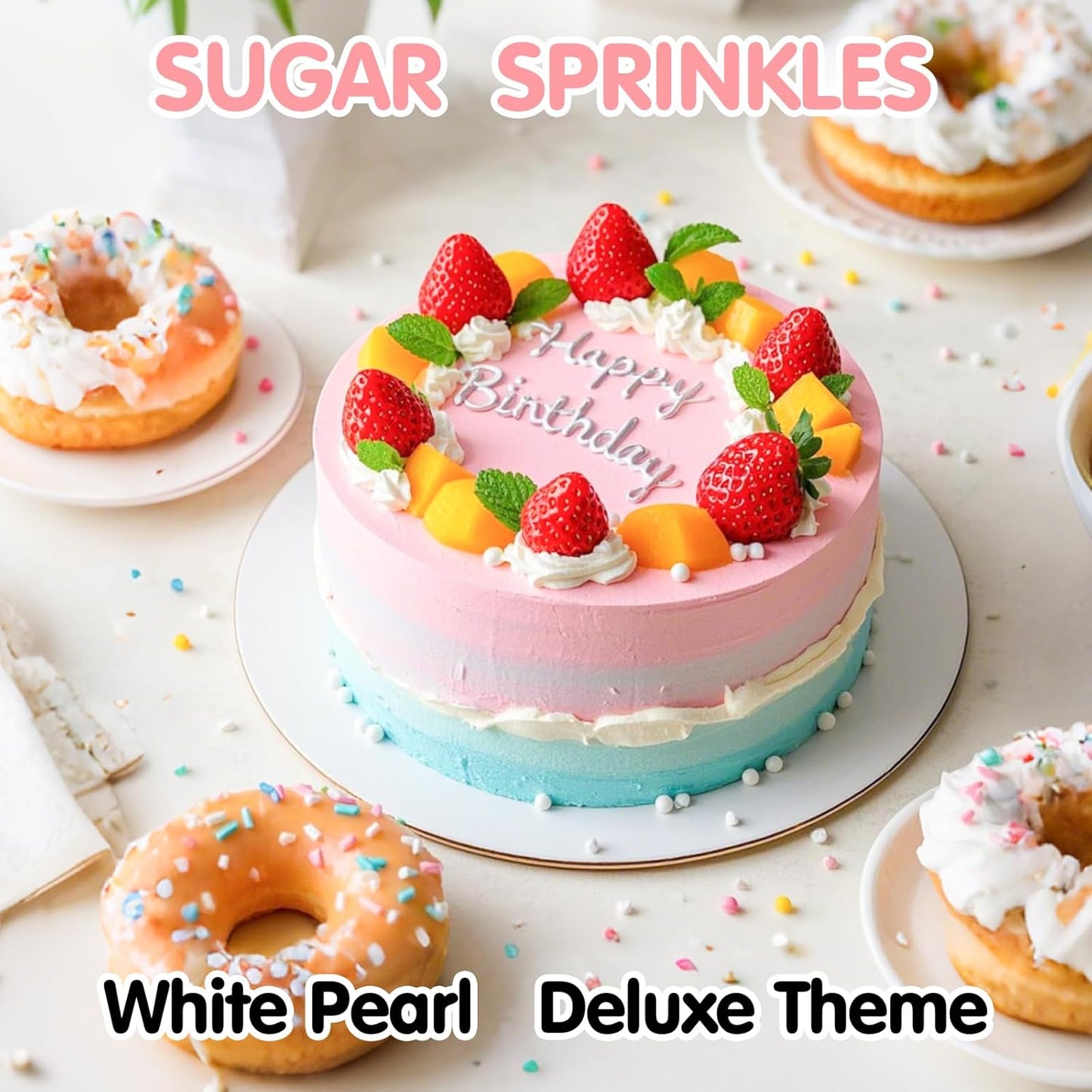 Edible White Pearl Sprinkles for Cake Decorating,Edible Pearl Sugar Mix Size 130g/4.58oz,Baking Candy Decorations,Cupcake Toppers,Cookie Donuts Ice Cream Dessert Decorating,Wedding Birthday Party Valentines Christmas Supplies