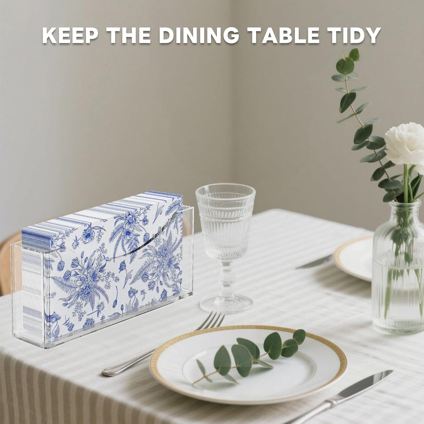 Acrylic Napkin Holder 2 PCS, Guest Towel Holder, Clear Waterproof Vertical Napkins Holder for Dining Table, Disposable Hand Towels Tray for Bathroom, Hotel, Kitchen