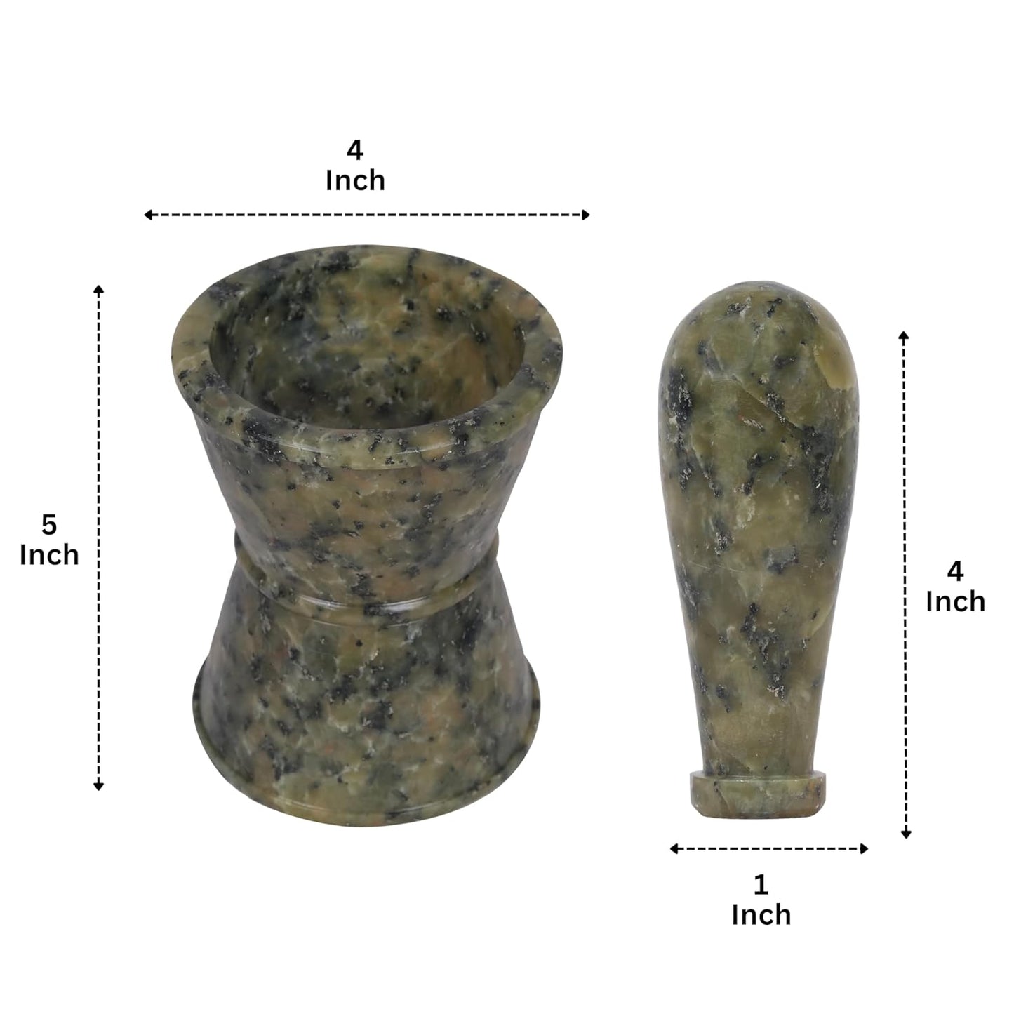 Mortar and Pestle, Made of Heavy Duty Polished Hard Stone, Natural Stone Grinder for Spices, Pastes, Herbs, Seasoning etc. (Drum Shape)