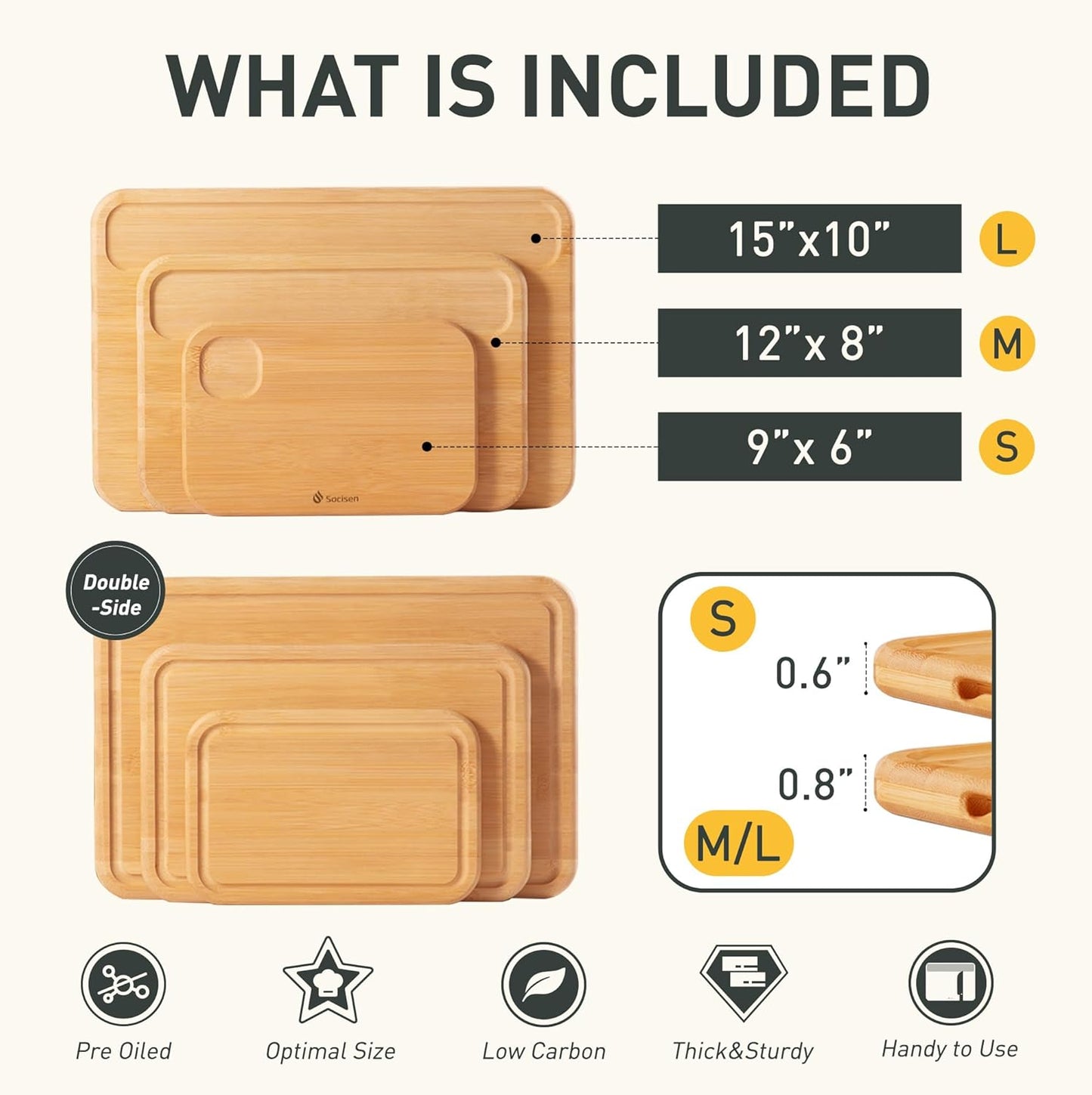 3 Packs Bamboo Cutting Board Set Non Toxic Wood Cutting Boards for Kitchen with Juice Grooves Built-in Handles, Ideal Charcuterie & Chopping for Meat Vegetables Fruits Kitchen Gift for Home Cooks