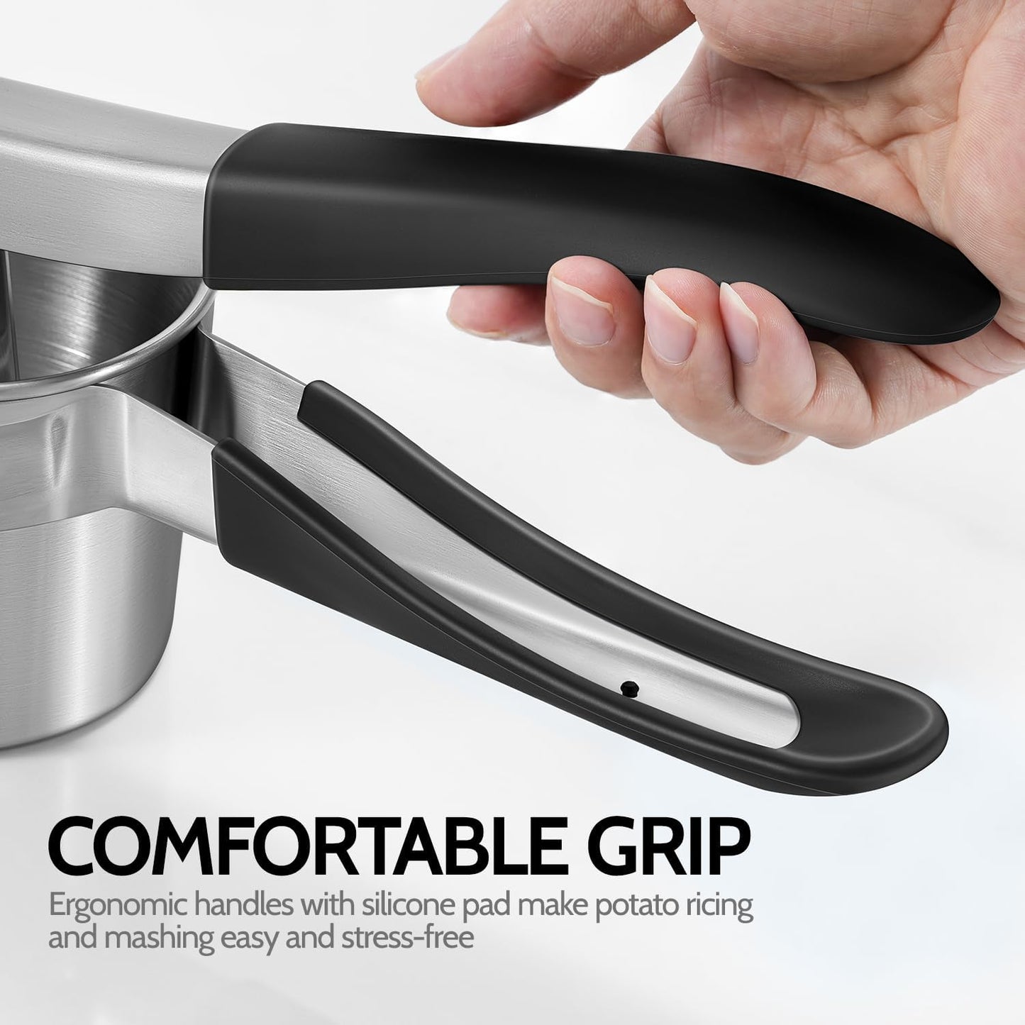 Potato Ricer, Sopito Upgraded Stainless Steel Potato Masher with 3 Interchangeable Discs, Heavy Duty Kitchen Tool Gadget