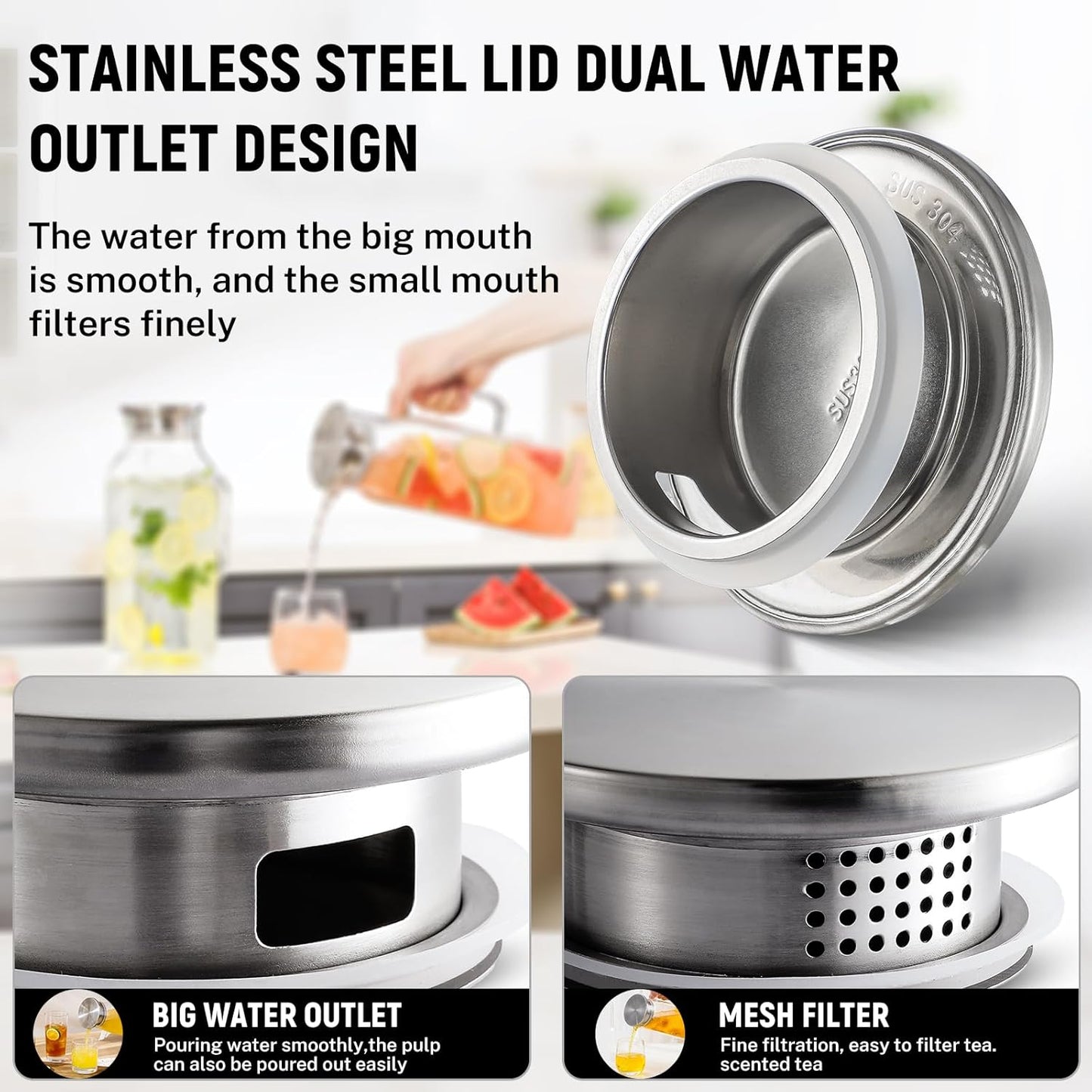 40 oz,1.2Liter Square Glass Pitcher with Lid and Spout, Breast Milk Pitcher with Handle for Fridge, Borosilicate Glass Carafe for Hot/Cold Drink, Small Jug for Iced Tea, Coffee,Water Storage Container