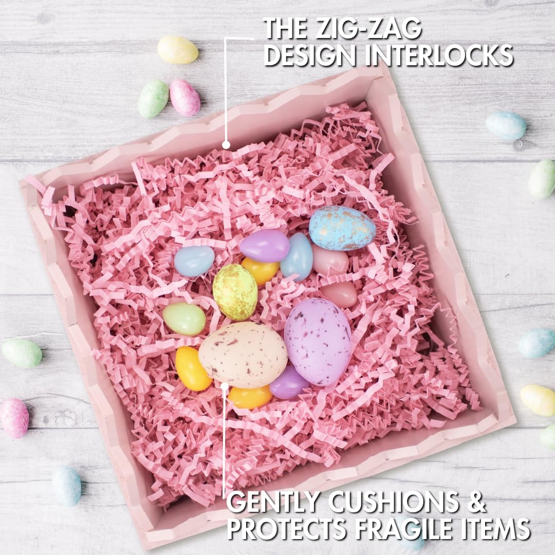 MagicWater Crinkle Cut Paper for Gift Baskets - 2LB - Light Pink - Perfect for Shredded Paper Filler, Basket Filler, Gift Boxes, Bridesmaid Gifts, Halloween Stuffers & More – Ideal for All Occasions