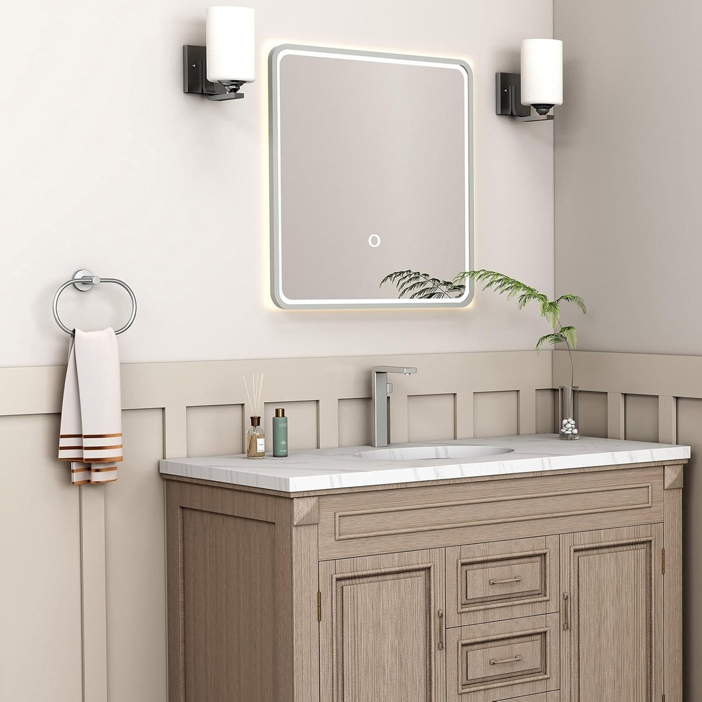 Suyar Towel Ring Brushed Nickel, SUS 304 Stainless Steel Bathroom Hand Towel Holder Wall Mounted, Oval Shape