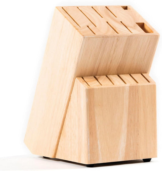 Coninx Rubber Wood Kitchen Knife Block - 15 Slots Knife Holder - Professional Quality Wood Knife Organizer - Secure Knife Stand To Keep Knives Neat & Sharp - Knife Blocks for Kitchen Knife Storage