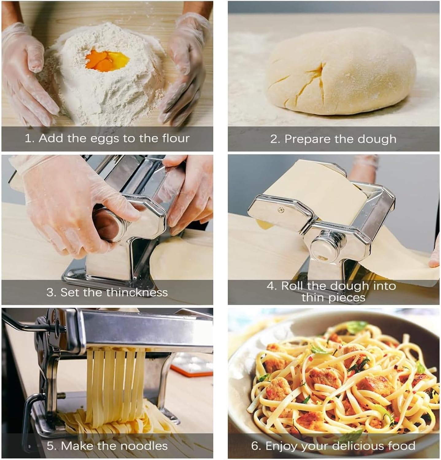 Pasta Maker Machine, 9 Adjustable Thickness Settings 2 in 1 Noodle Maker Dumpling Maker Machine Set with Dough roller, Pasta cutter, Pasta Drying Rack Attachment