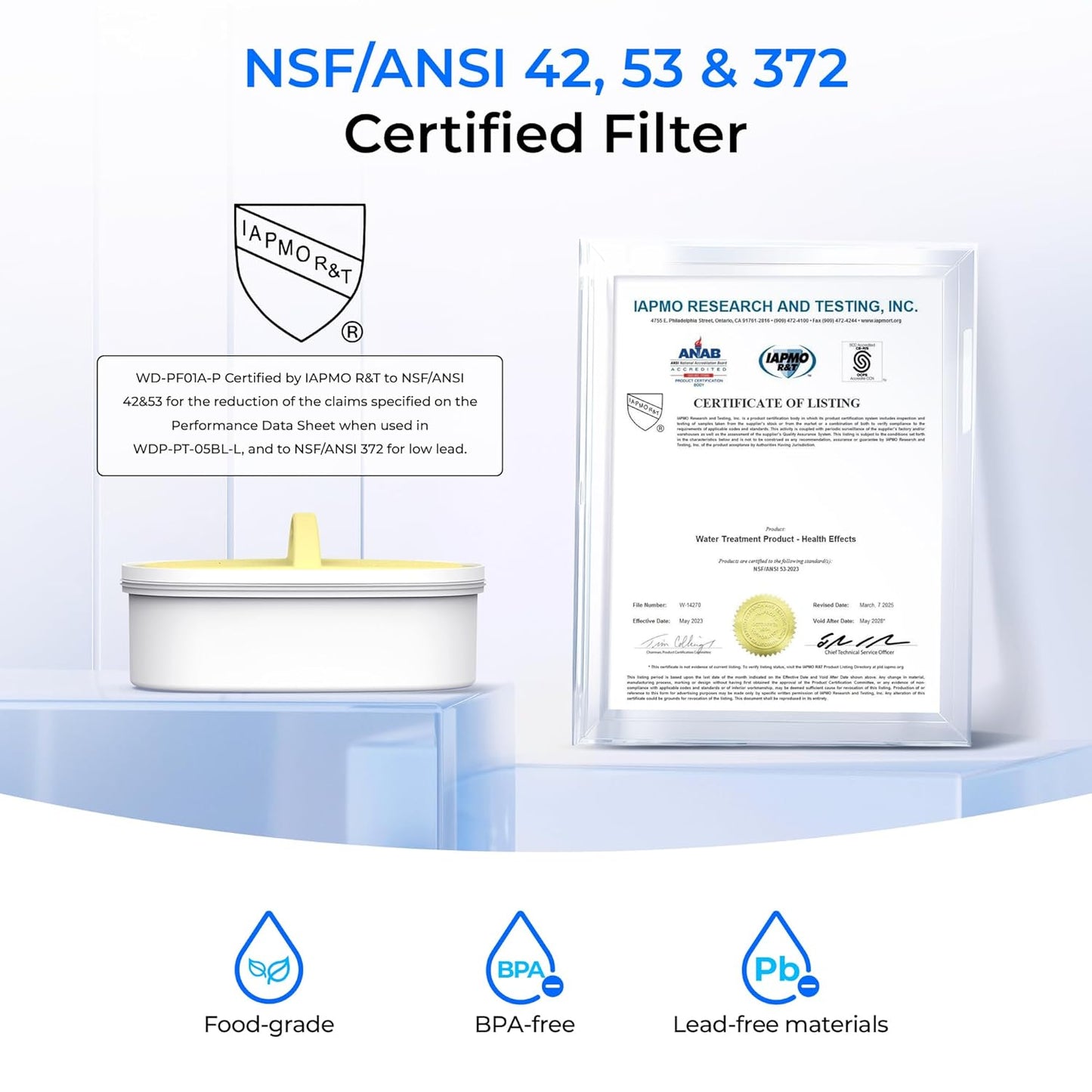 Waterdrop Glass Water Filter Pitcher with 1 Filter, Eco-Friendly, with NSF 53&42&372 Certified Filter, 7-Cup, Reduces PFOA/PFOS, Chlorine, Cadmium, Copper, Mercury, BPA Free, Easy to Clean, Pink