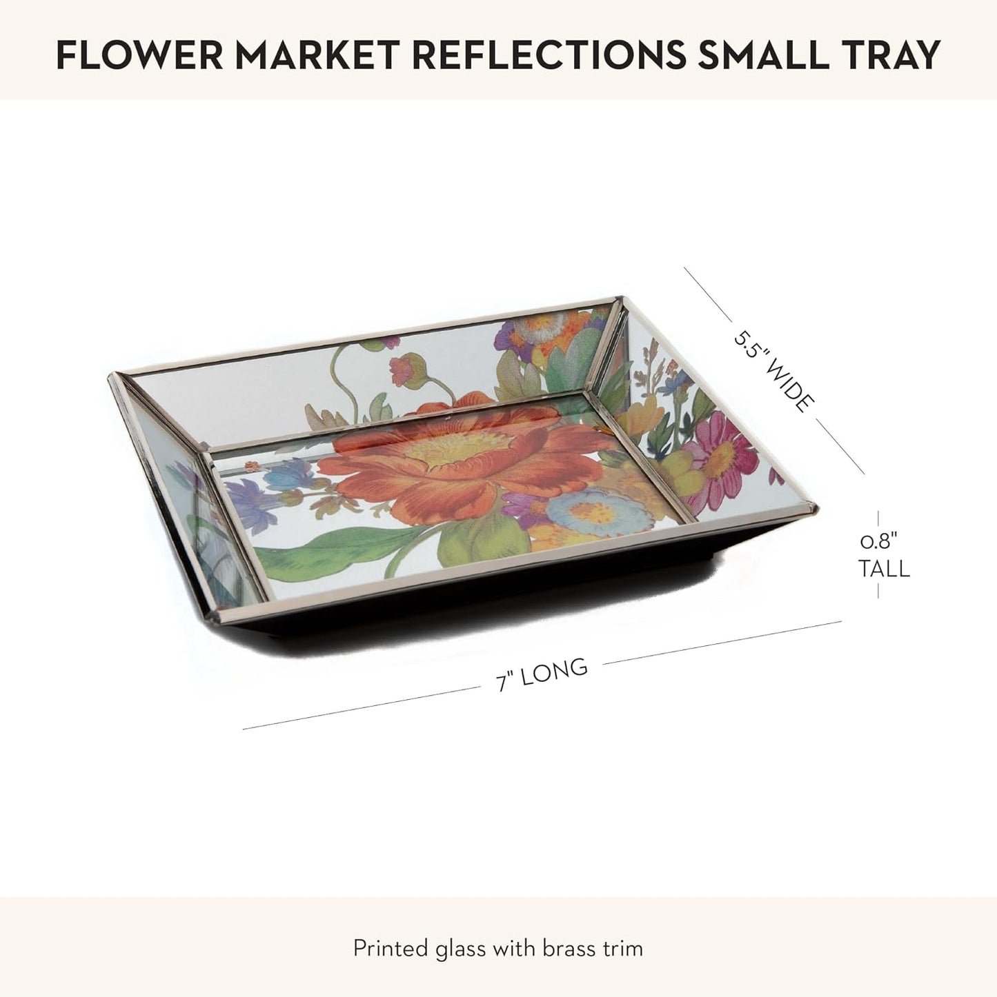MACKENZIE-CHILDS Small Tray, Decorative Tray for Bathroom, Tray Decor, Flower Market Reflections
