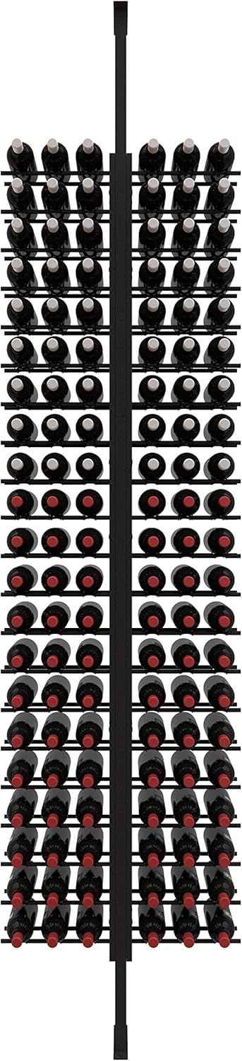 Ultra Wine Racks Floor-to-Ceiling Mount Display (2 Side, Triple Deep, Black, Holds 126 Wine Bottles) - Modern Metal Wine Storage for Wine Cellars, Home Bars, Kitchens, & Dining Rooms