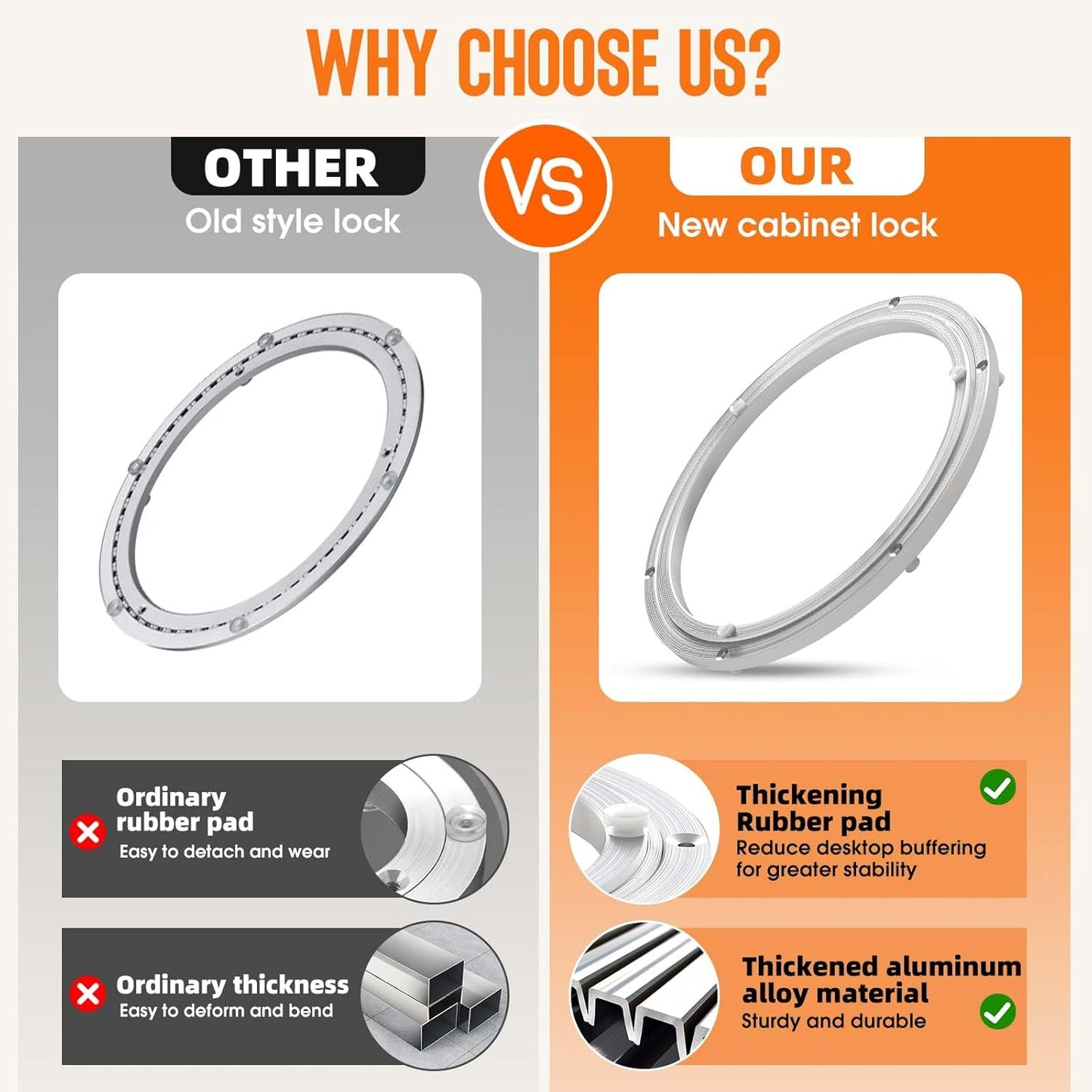 Pisman Aluminium Alloy Turntable Bearing, Heavy Duty Lazy Susan Rotating Bearing Turntable,Smooth Swivel Plate Hardware for Round Dining Table,DIY. Silent Rotating Base Only(14inch)