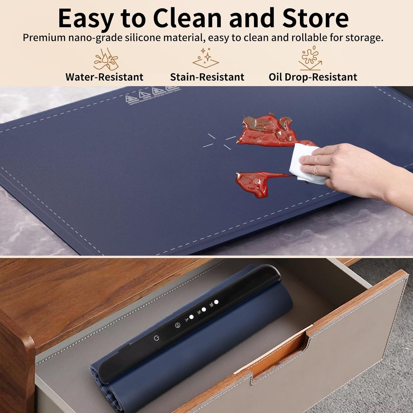 2025 New Food Warming Mat, Silicone Electric Warming Tray, Food Warmers for Parties Buffet - Full Surface Heating, 3 Temperature Settings, Foldable, Food Heating Mat for Gatherings, Family, Everyday