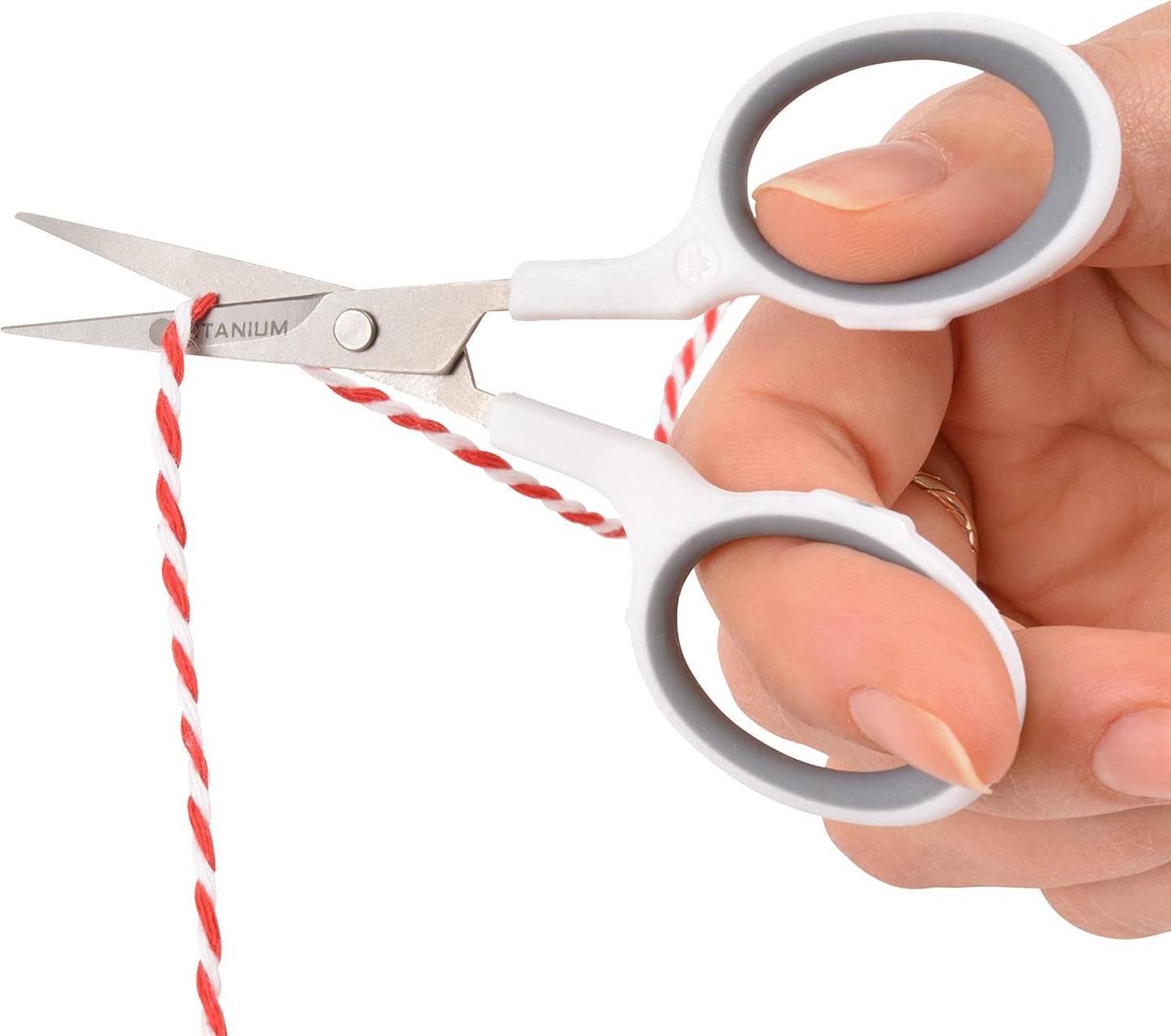 Westcott 4" Embroidery Scissors with Curved Titanium-Bonded Blades for Flush Trimming, Crafting, Sewing & More (White/Gray)