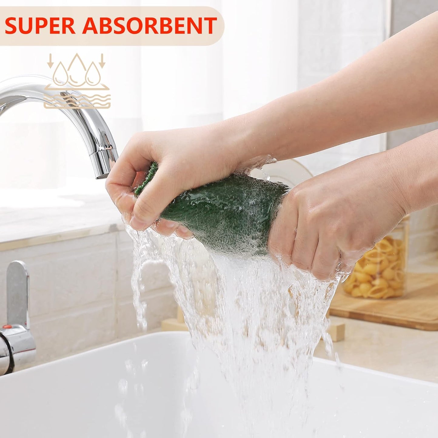 Homaxy 100% Cotton Waffle Weave Kitchen Dish Cloths, Ultra Soft Absorbent Quick Drying Dish Towels, 12 x 12 Inches, 8-Pack, Grass Green