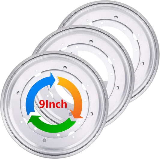 3Pack 9" Round Lazy Susan Hardware 5/16" Thick Lazy Susan Turntable Bearing Plate 750lbs Load Capacity Swivel Plate Base, Lazy Susan Turntable Base for Rotating Table, Serving Tray, Kitchen, Silver