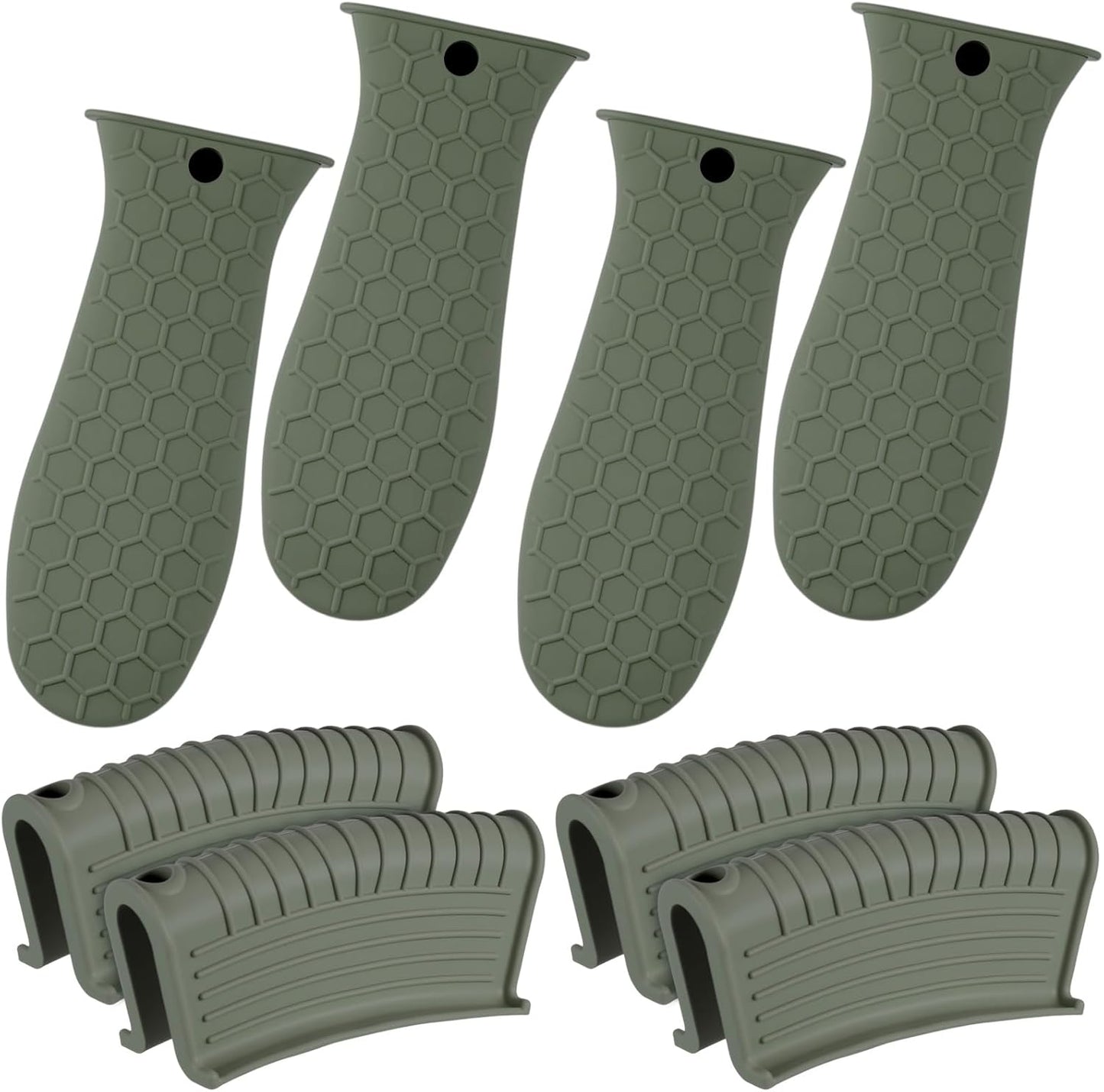 Patelai 8 Pcs Silicone Pot Holders Cast Iron Handle Cover Heat Resistant Pot Handle Covers Potholder Non Slip Reusable Pan Sleeve for Frying Pan Kitchen Supplies(Dark Color)