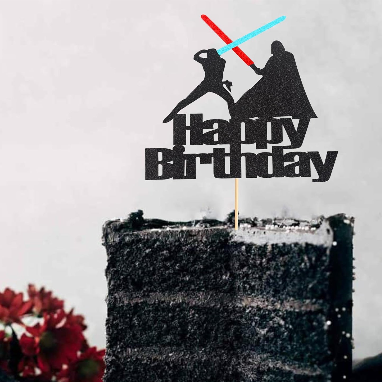 Arthsdite 1Pc Darth Vader Happy Birthday Cake Topper Alien War Cake Pick - Children's Birthday Baby Shower Party Supplies Decorations For Boys